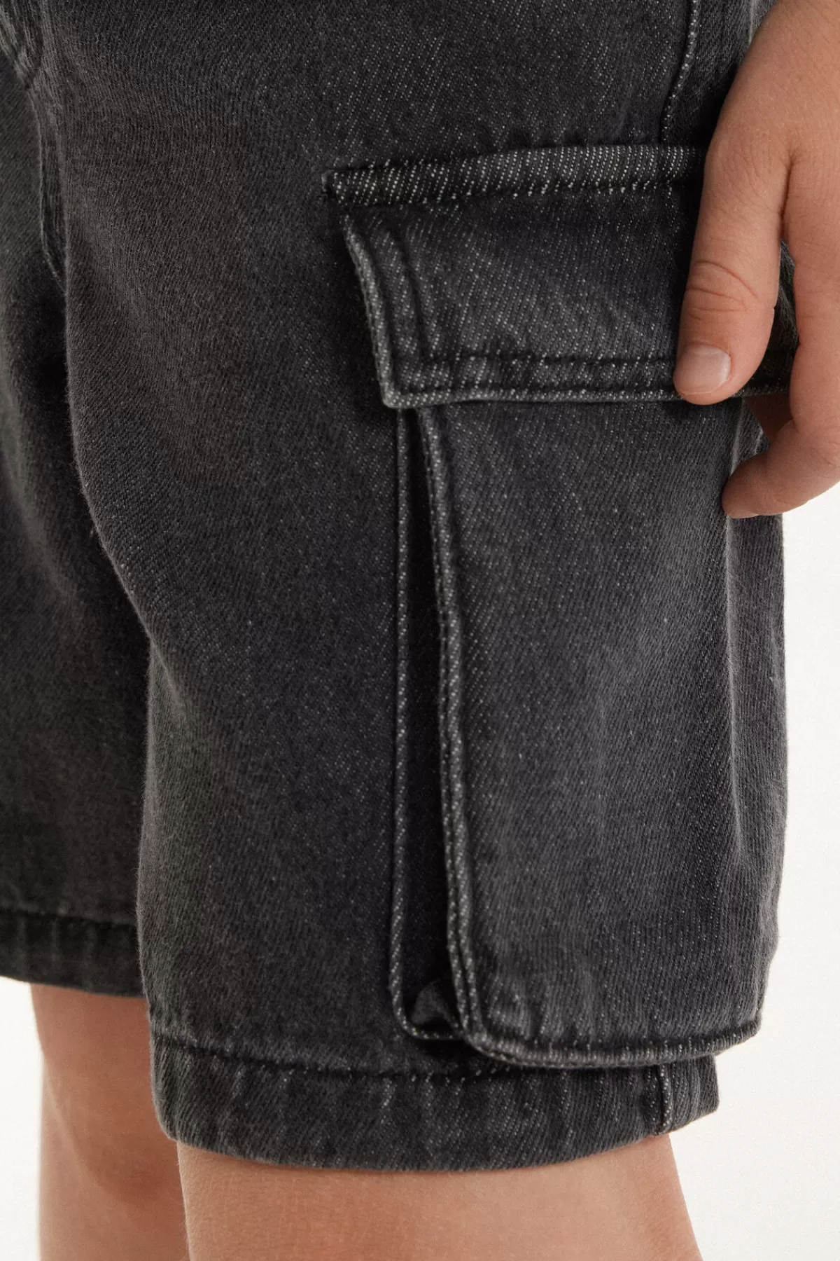 Tezenis Shorts Cargo Jeans Regolabili per Bambino con Tasche Utili e Vita Comoda