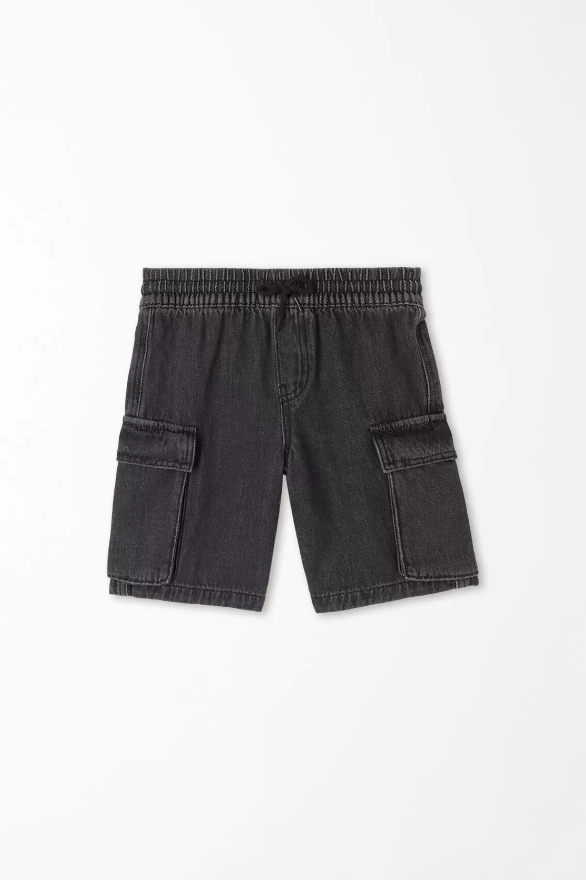 Tezenis Shorts Cargo Jeans Regolabili per Bambino con Tasche Utili e Vita Comoda