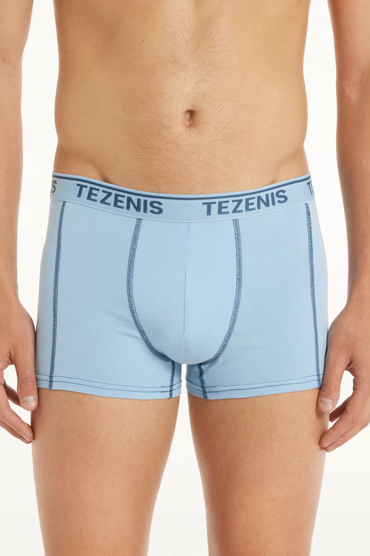 Boxer Uomo in Cotone Morbido con Cuciture Decorative e Logo Tezenis - Slip Comodi con Design Essenziale