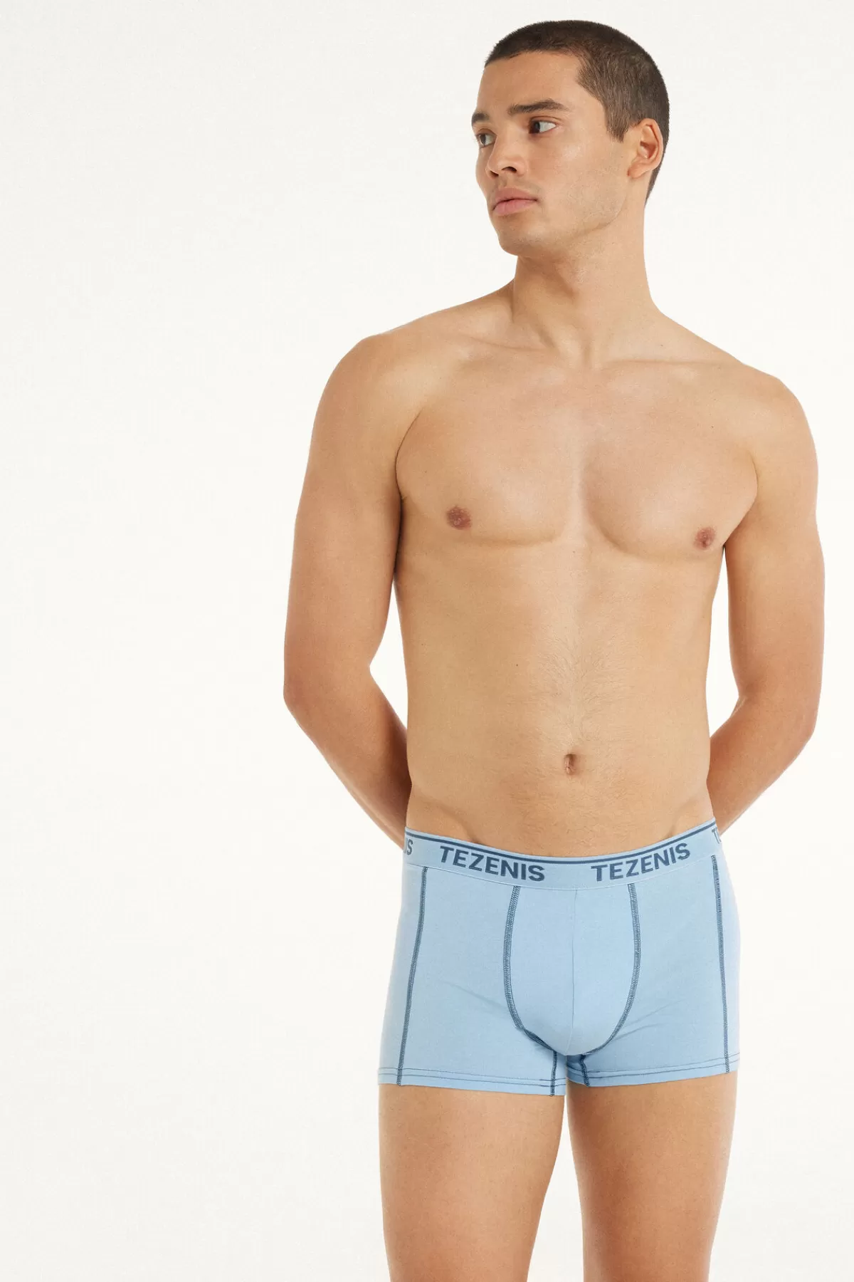 Boxer Uomo in Cotone Morbido con Cuciture Decorative e Logo Tezenis - Slip Comodi con Design Essenziale