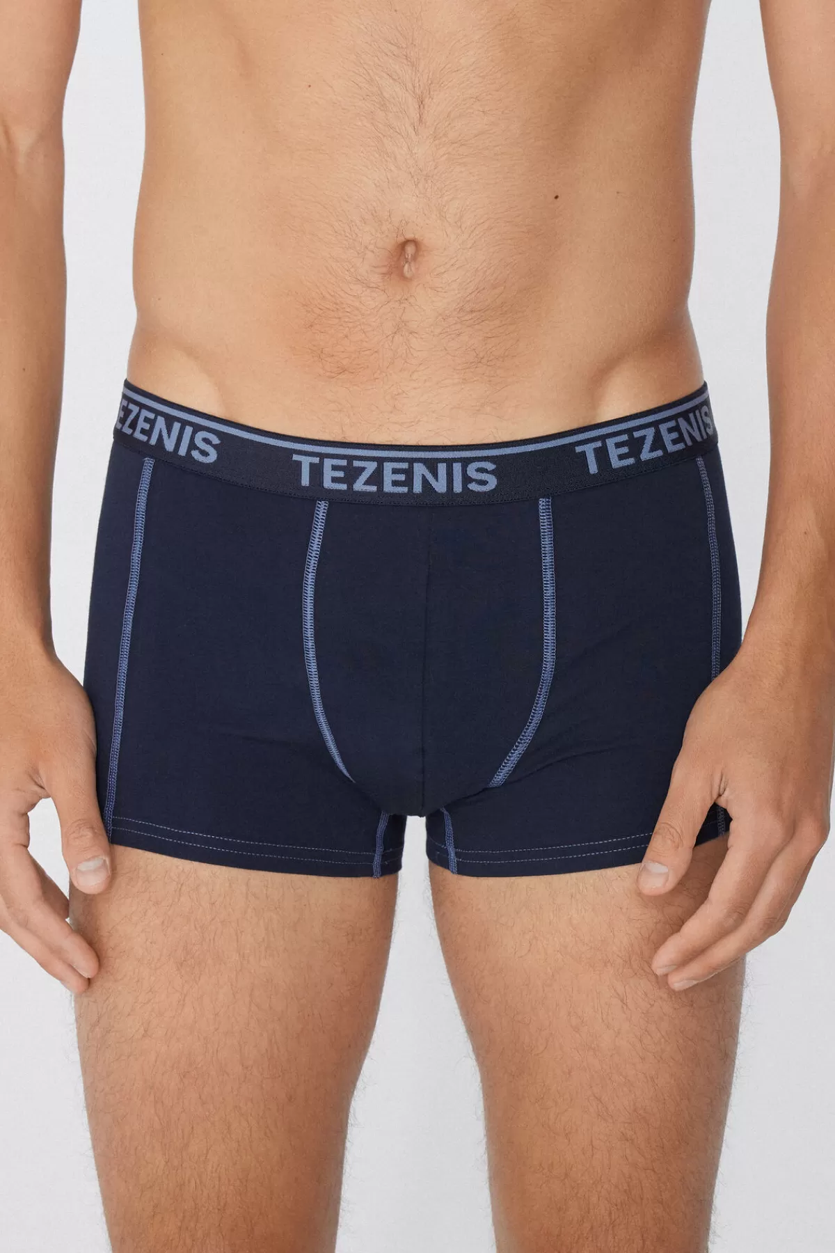 Boxer Uomo Tezenis in Cotone con Cuciture Decorative e Logo in Rilievo