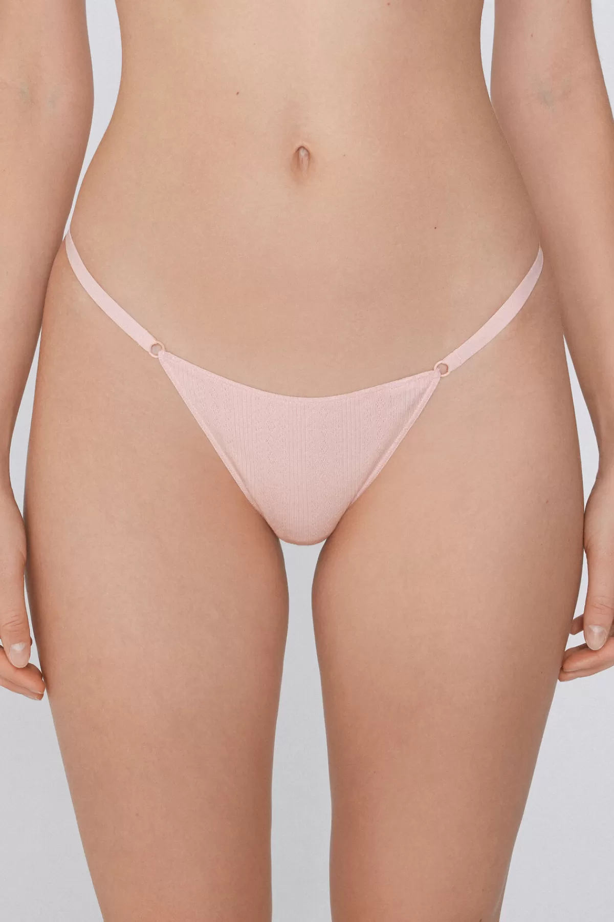 Intimo Femminile Tezenis Collection Brasiliano - Tanga in Cotone con Fianchetto e Ricamo Pointelle