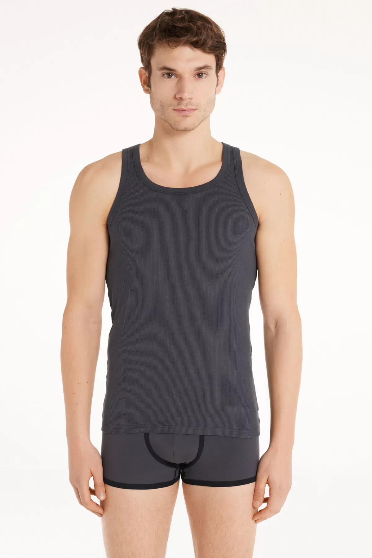 Canotta Uomo Tezenis con Scollo a Righe - Maglia Senza Maniche in Puro Cotone, Comfort e Stile per l'Estate