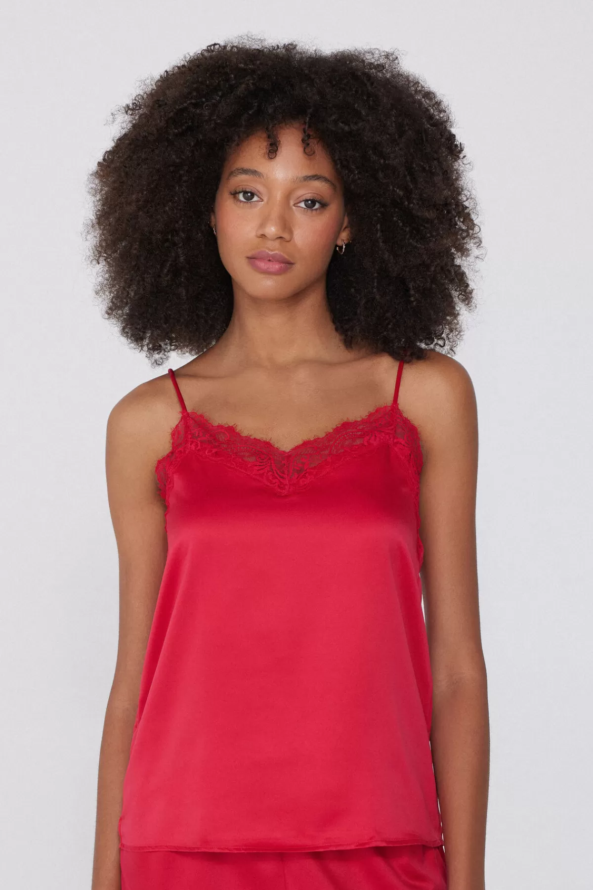 Tezenis Top Senza Maniche con Spalline Sottilissime - Intimo Femminile in Seta Morbida e Ricami di Pizzo