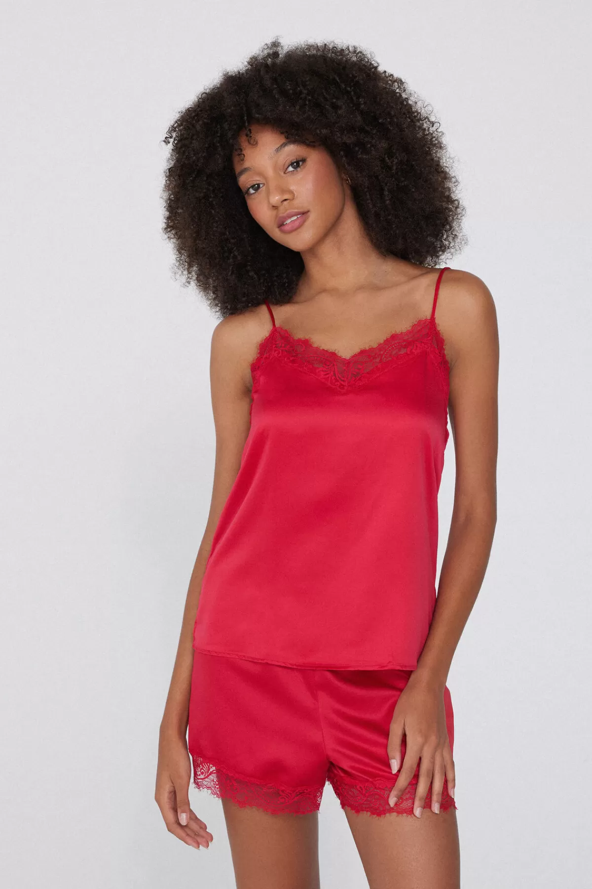 Tezenis Top Senza Maniche con Spalline Sottilissime - Intimo Femminile in Seta Morbida e Ricami di Pizzo