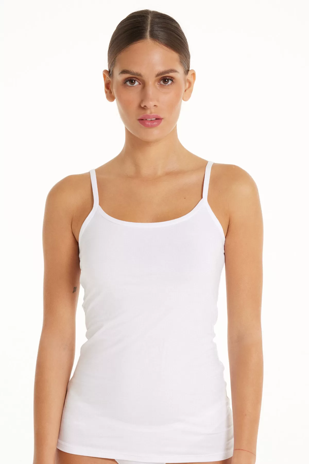 Tezenis Top Donna Senza Maniche in Cotone Morbido - Scollo Rotondo Comodo e Vestibilità Elasticizzata