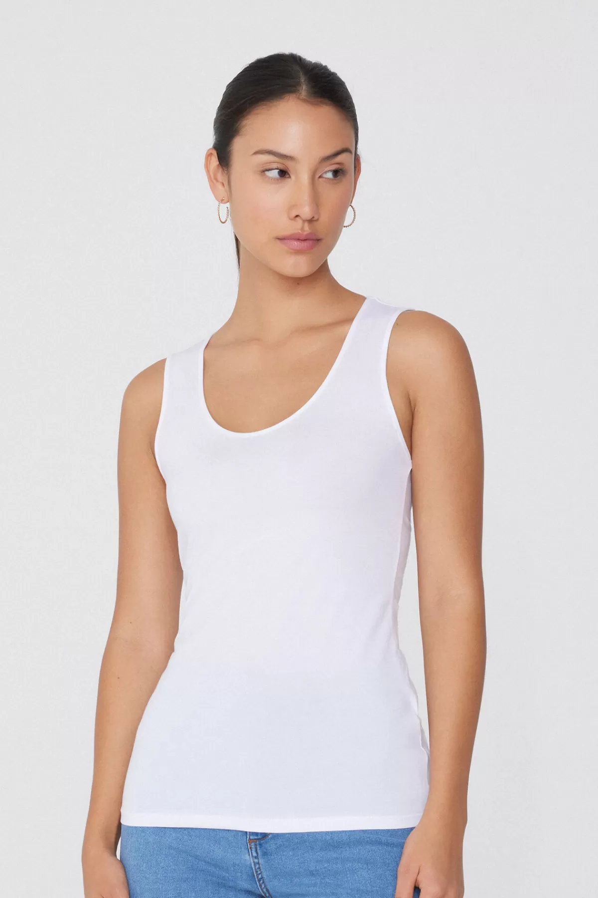 Tezenis Top Senza Maniche Donna in Morbido Cotone - Scollatura Ampia e Design Confortevole