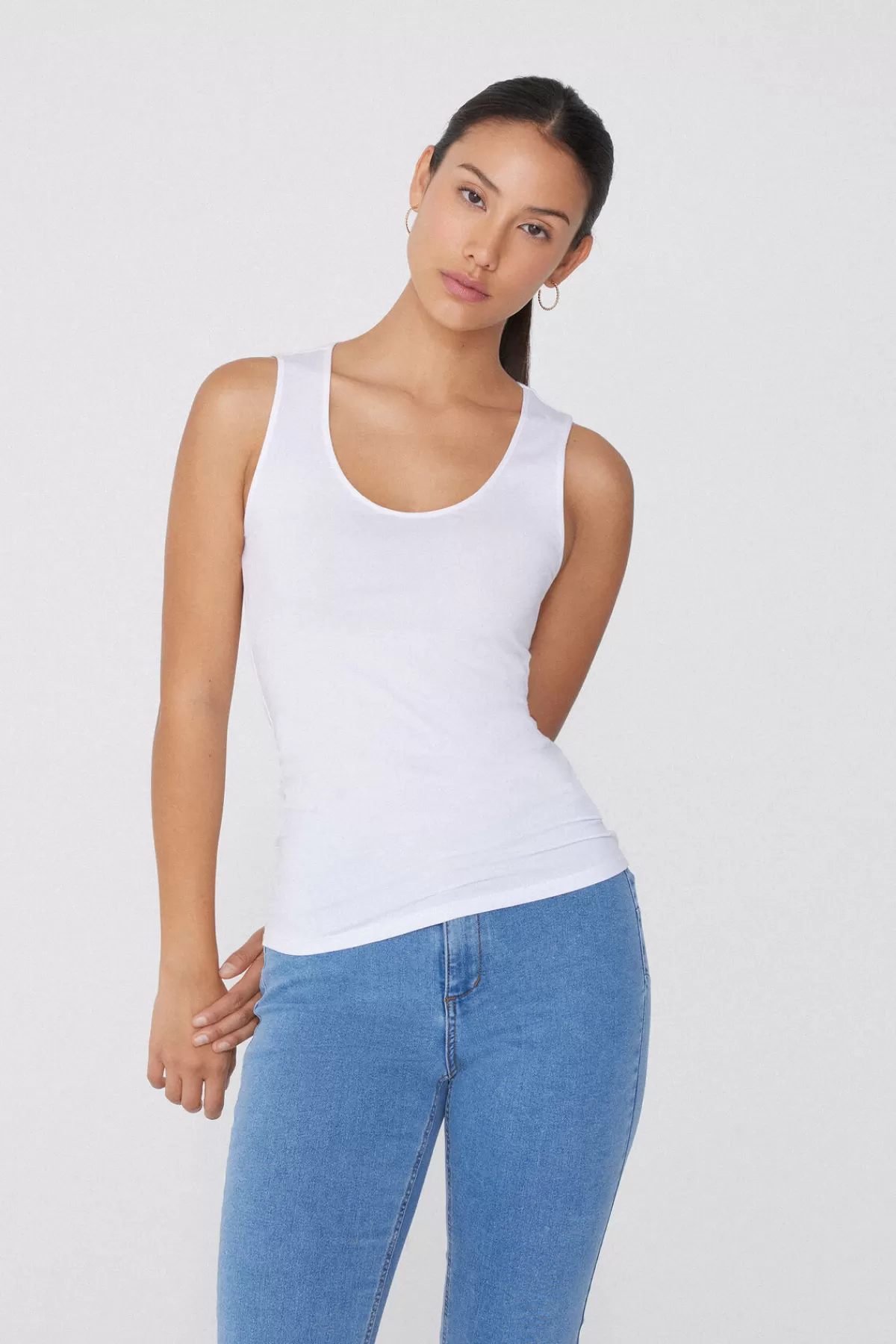 Tezenis Top Senza Maniche Donna in Morbido Cotone - Scollatura Ampia e Design Confortevole