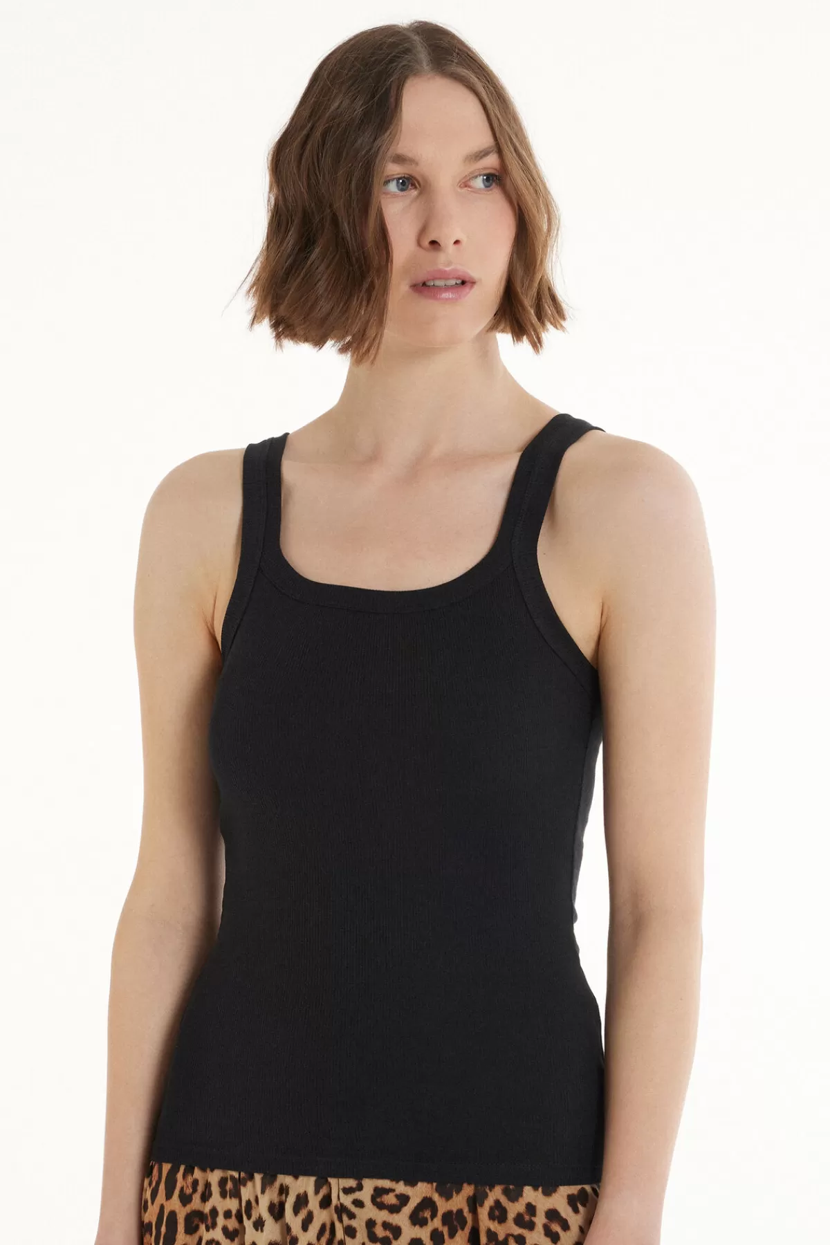 Tezenis Top Senza Maniche con Dettaglio Scollo Quadrato - Cotone Morbido a Righe Comode per l'Estate

（：、、，，
