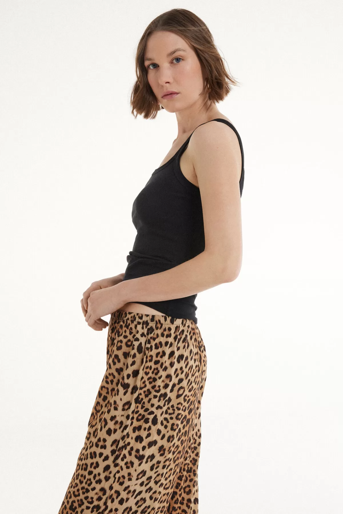 Tezenis Top Senza Maniche con Dettaglio Scollo Quadrato - Cotone Morbido a Righe Comode per l'Estate

（：、、，，