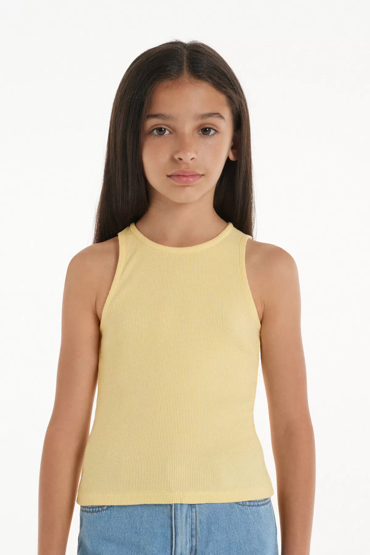 Maglietta Senza Maniche Tezenis con Scollo a Spalle Scoperte - Design a Righe Comodo per Bambine, Abbigliamento Casual per Estate