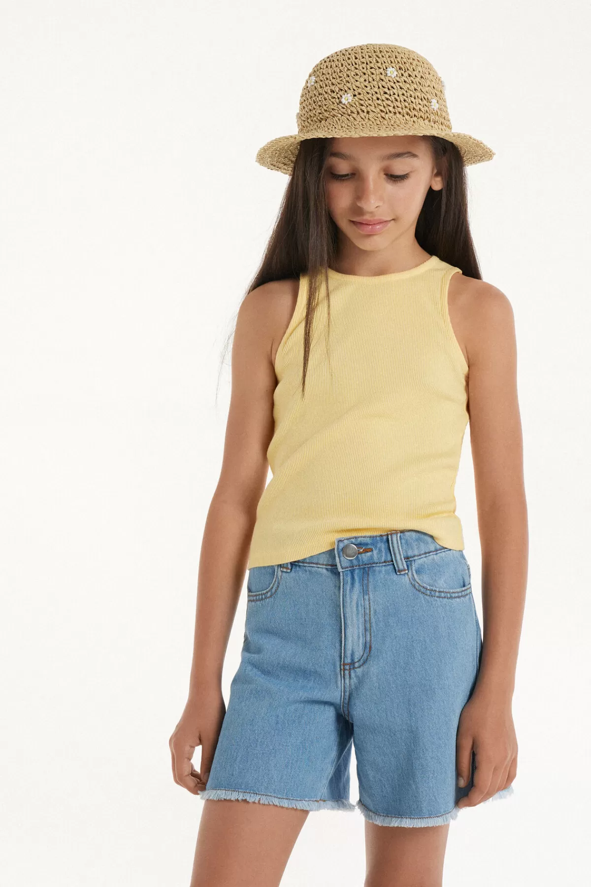 Maglietta Senza Maniche Tezenis con Scollo a Spalle Scoperte - Design a Righe Comodo per Bambine, Abbigliamento Casual per Estate