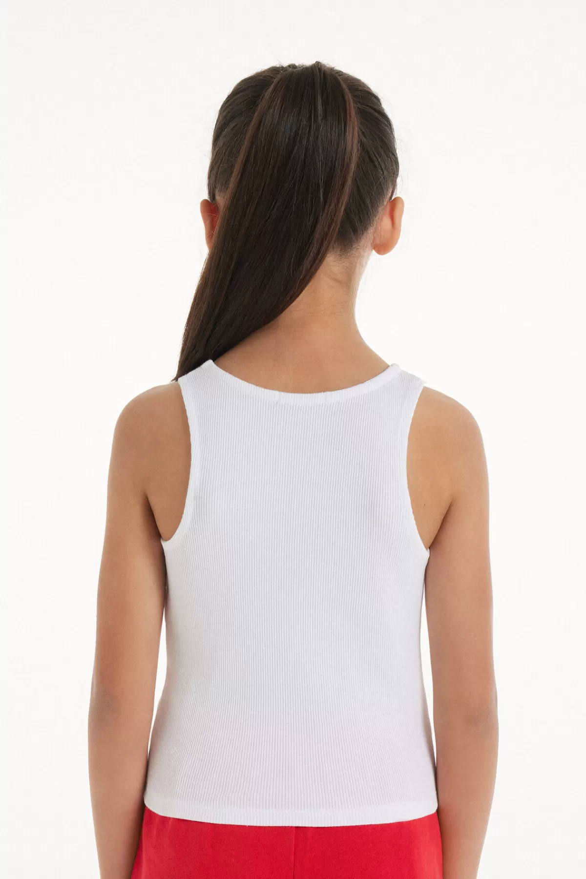 Canotta Ragazzina Tezenis con Scollo Ampio e Dettagli a Righe - Top Estivo Confortevole