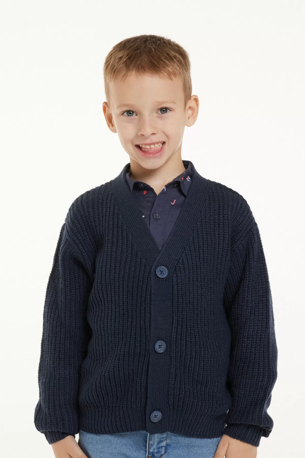Tezenis Cardigan in Maglina con Bottoni Pratici e Dettaglio Costine - Abbigliamento Confortevole per Bambini