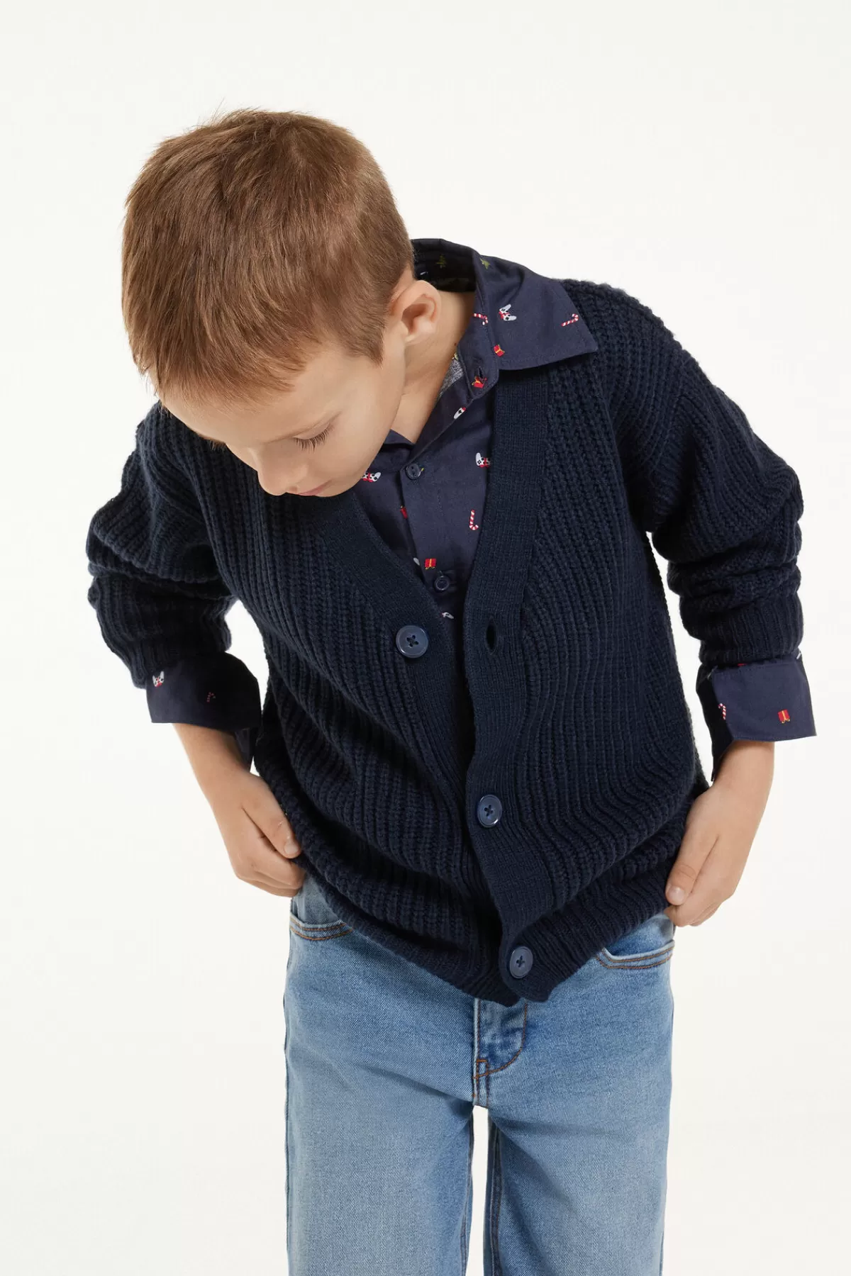Tezenis Cardigan in Maglina con Bottoni Pratici e Dettaglio Costine - Abbigliamento Confortevole per Bambini