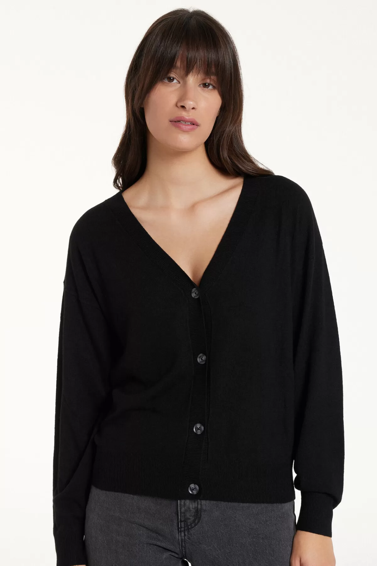 Cardigan in Lana Morbida con Bottoni Eleganti - Maniche Lunghe Tezenis per Donna