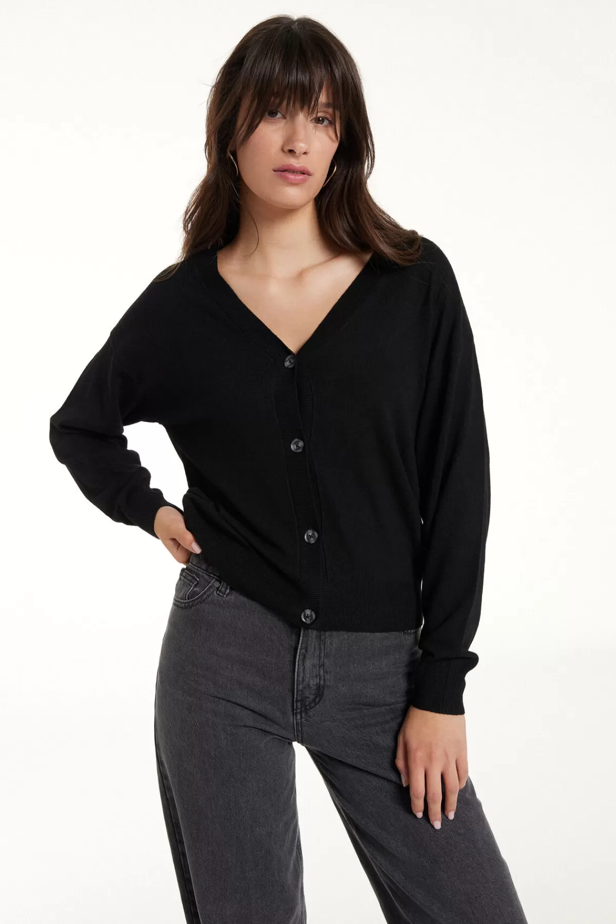 Cardigan in Lana Morbida con Bottoni Eleganti - Maniche Lunghe Tezenis per Donna
