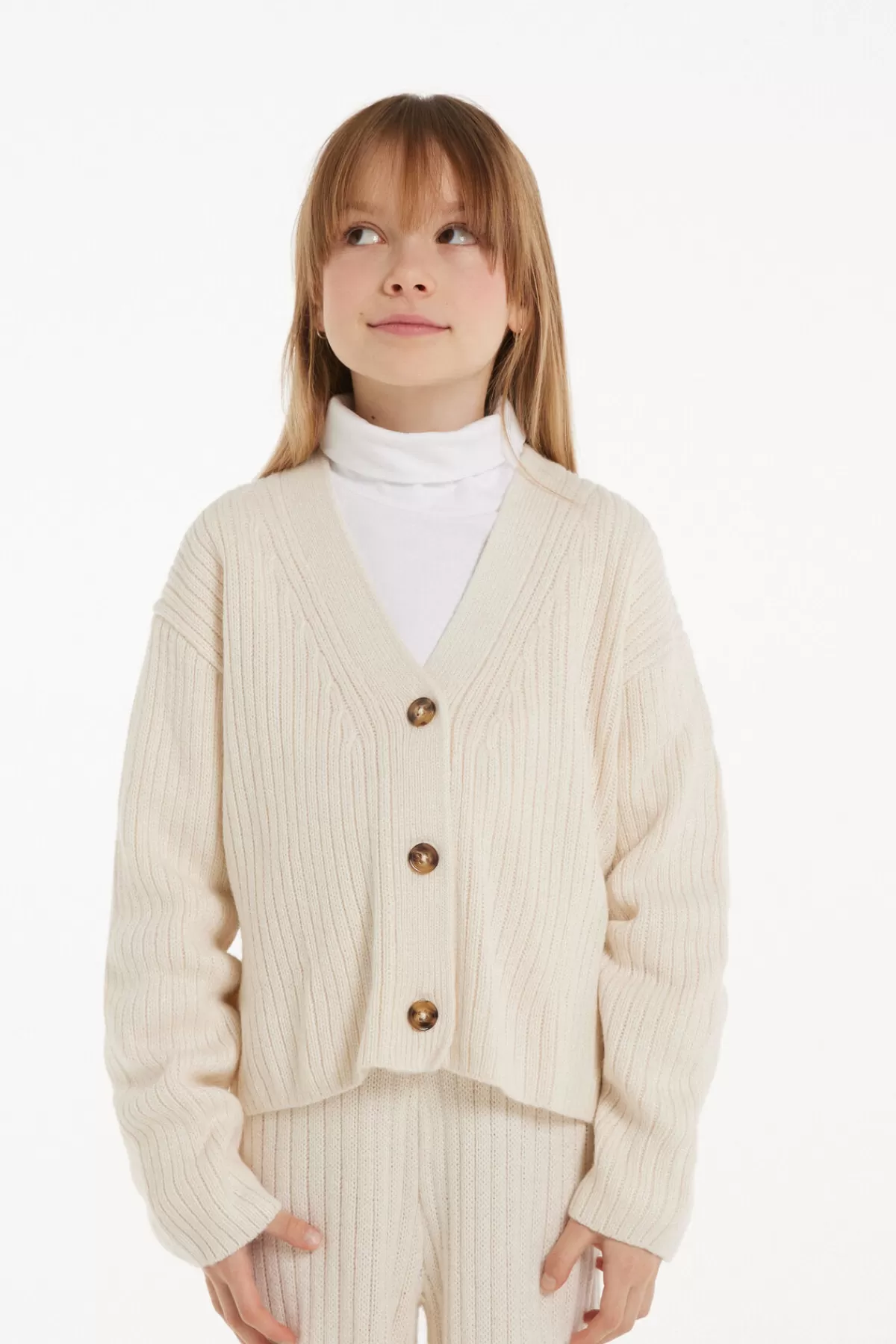 Cardigan Invernale Tezenis con Maniche Lunghe e Bottoni a Costine - Morbido e Confortevole per Bambine 

(+++，，，。，）