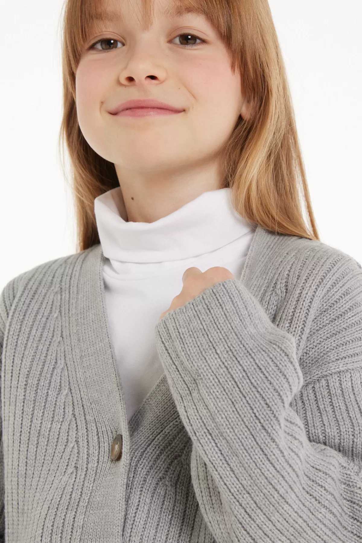 Tezenis Cardigan Morbido Invernale con Bottoni a Rilievo - Maglioncino Lungo per Bambine, Ideale per Giorni Freddi