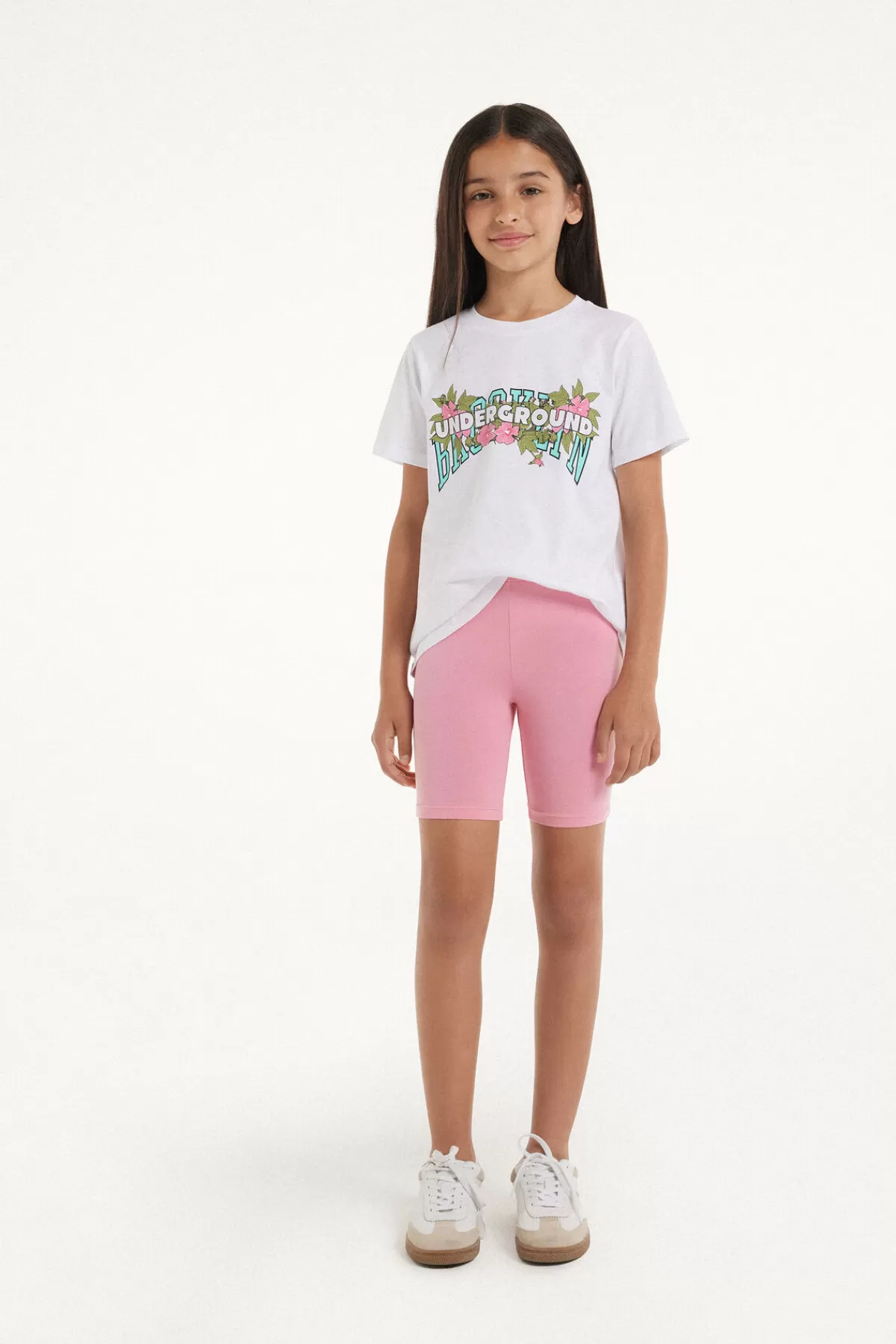 Pantaloncini da Ciclismo Confortevoli in Morbido Cotone - Colore Unico Tezenis per Bambine