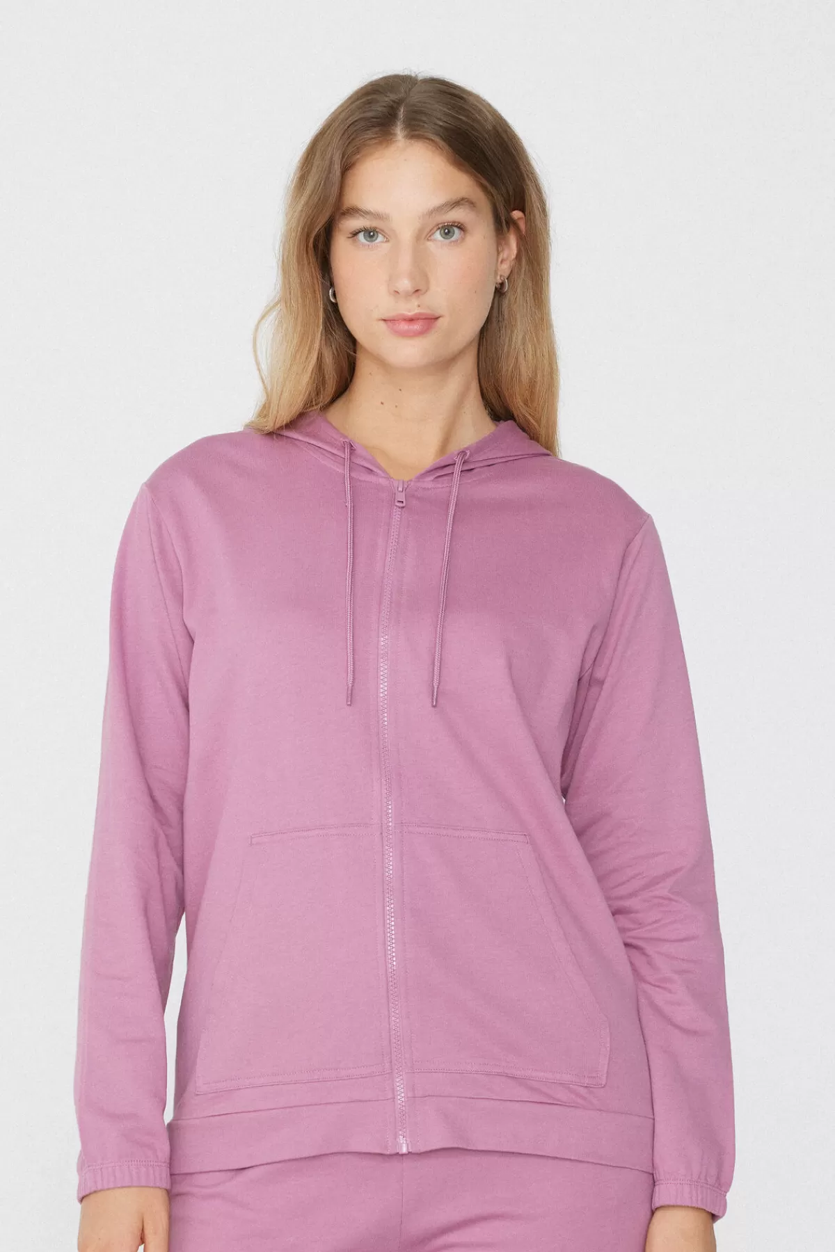 Morbidissima Felpa con Cappuccio Donna - Zip Frontale e Regolabile con Cordini Tezenis