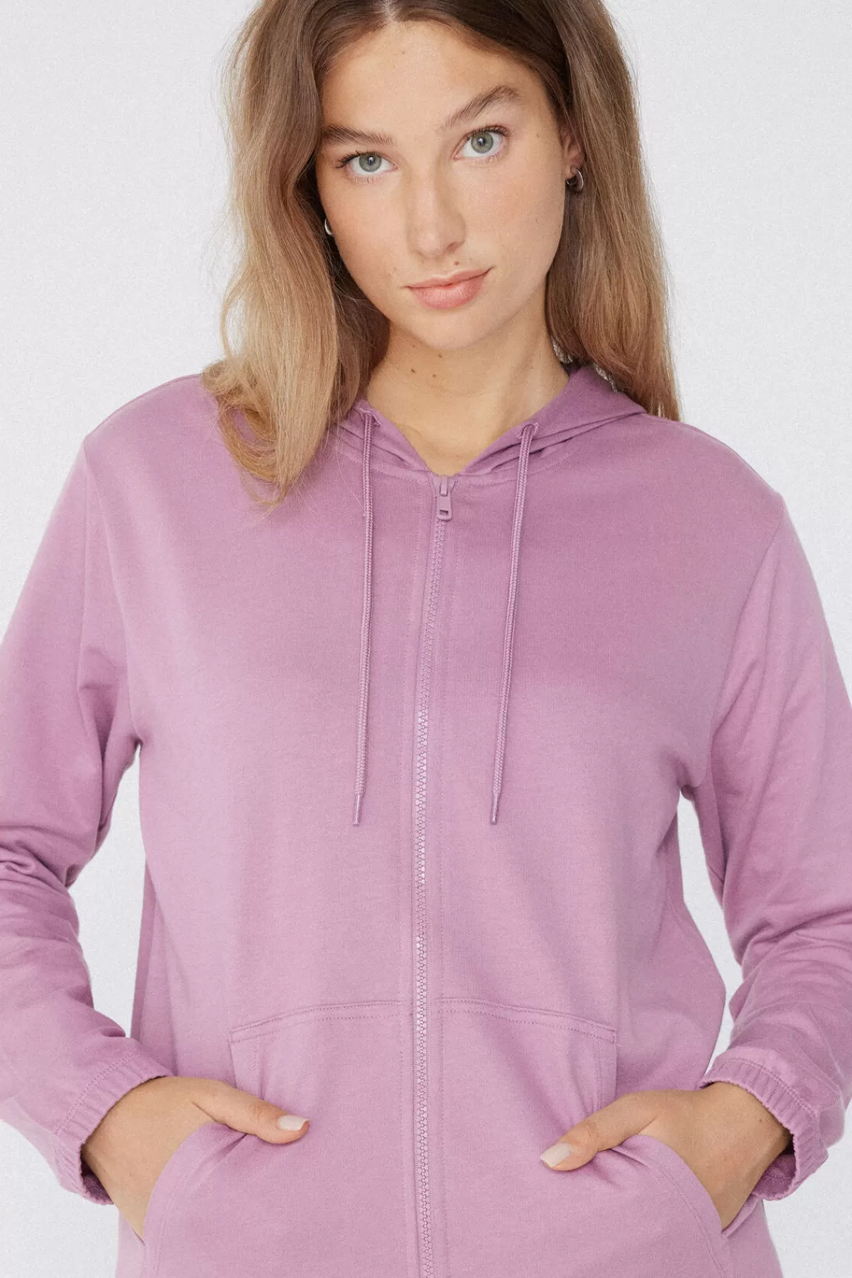 Morbidissima Felpa con Cappuccio Donna - Zip Frontale e Regolabile con Cordini Tezenis