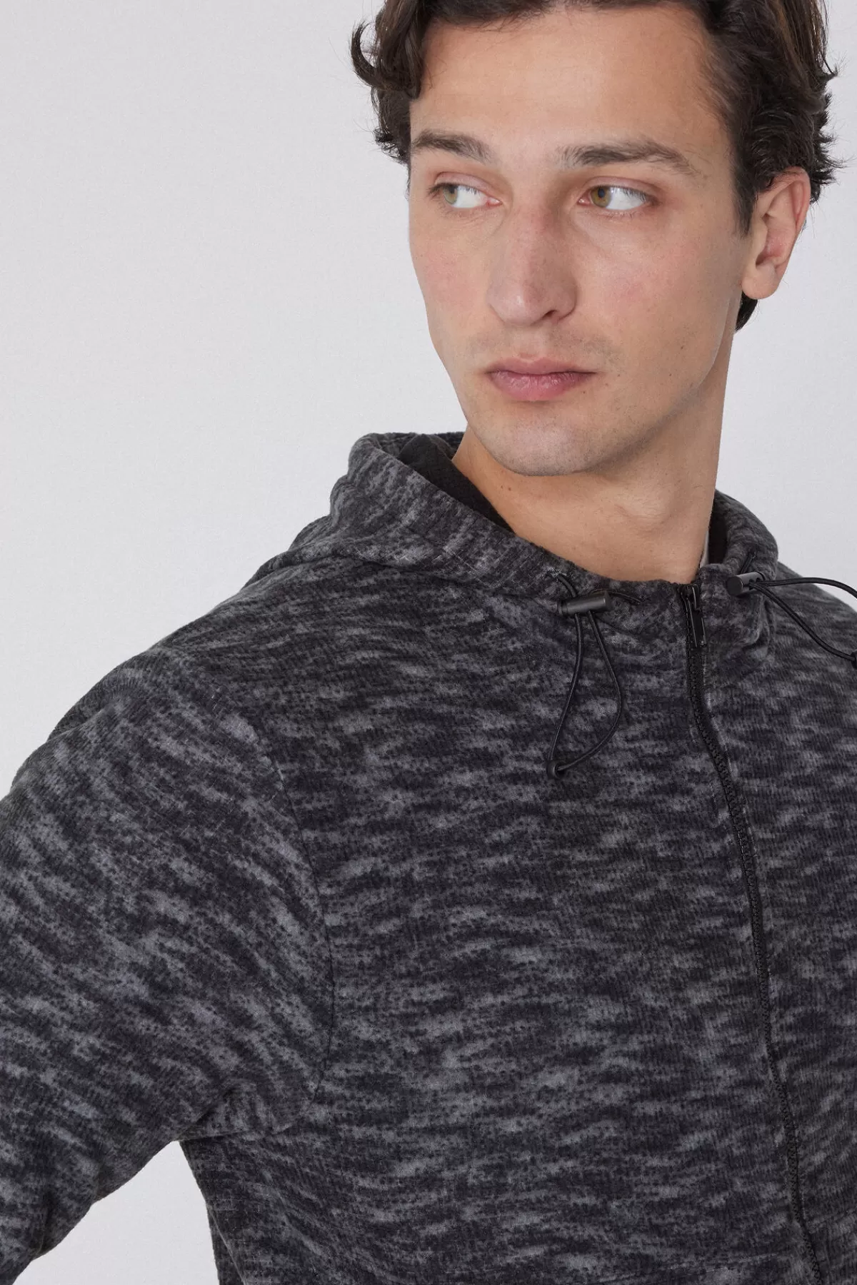 Felpa Zip con Cappuccio Morbida - Grafica 3D Avvolgente e Design Confortevole Da Uomo

（：，(