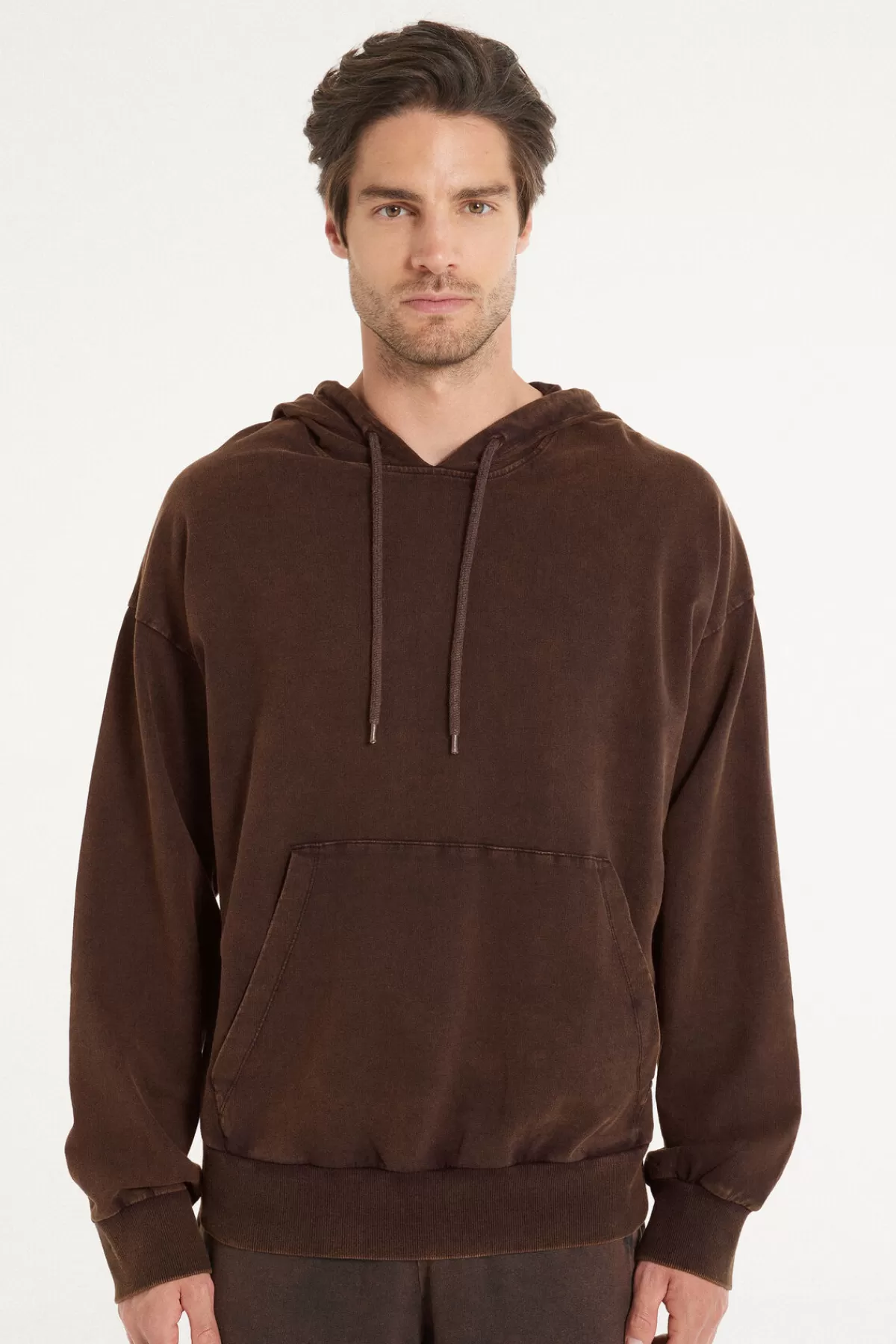 Felpa con Cappuccio Tezenis Uomo - Stile Casual in Cotone Morbido, Maniche Lunghe e Design Lavaggio Stone. Ideale per Look Effetto Sbiadito, Comfort Tutto il Giorno.