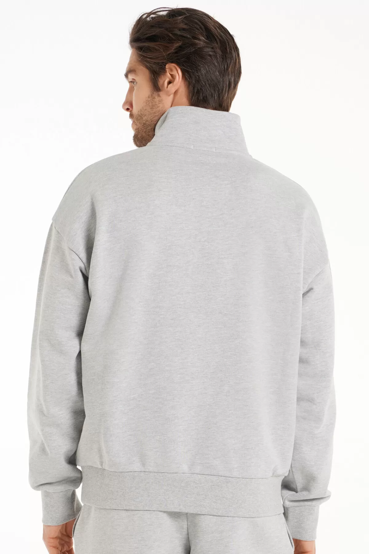Felponcino Invernale Tezenis Uomo con Zip Frontale e Stampa Unica - Modello Oversized a Maniche Lunghe