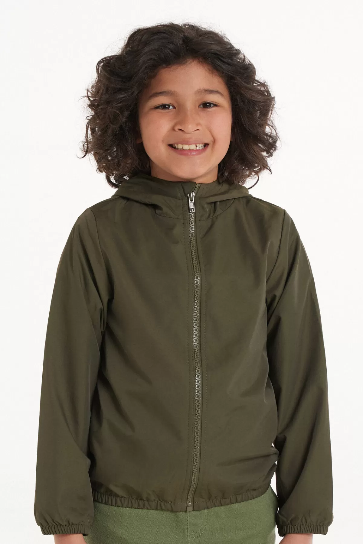 Tezenis Giacca Impermeabile con Cappuccio Regolabile - Tessuto Tecnico Traspirante per Bambini, Unisex 2-8 Anni