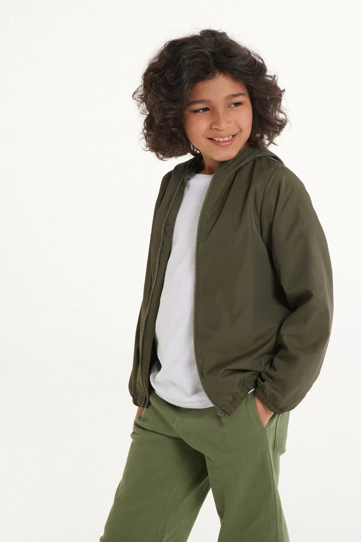 Tezenis Giacca Impermeabile con Cappuccio Regolabile - Tessuto Tecnico Traspirante per Bambini, Unisex 2-8 Anni
