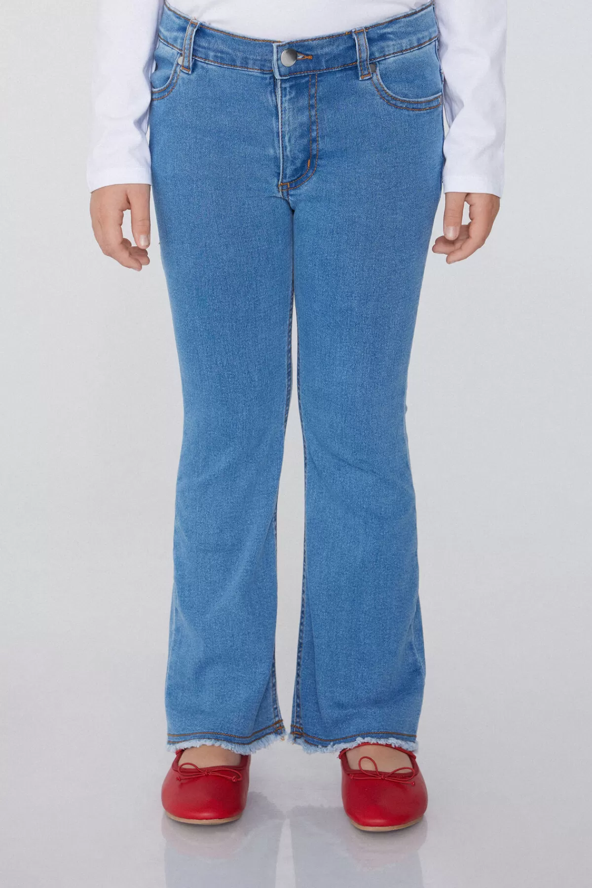 Tezenis Flare Lunghi in Denim Elasticizzato - Modello Vita Media con Chiusura Zip e Bottoni Decorativi, Tinta Unita Comoda per Look Casual Chic