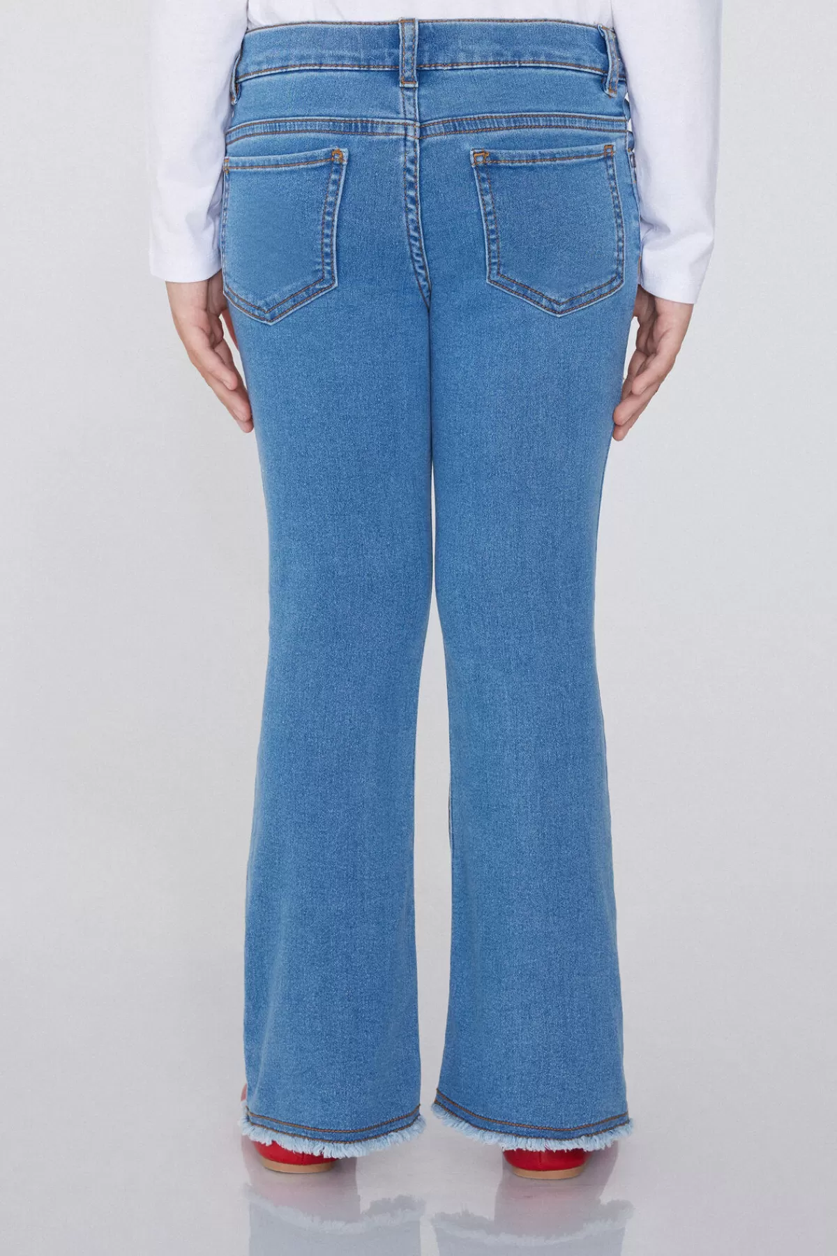 Tezenis Flare Lunghi in Denim Elasticizzato - Modello Vita Media con Chiusura Zip e Bottoni Decorativi, Tinta Unita Comoda per Look Casual Chic