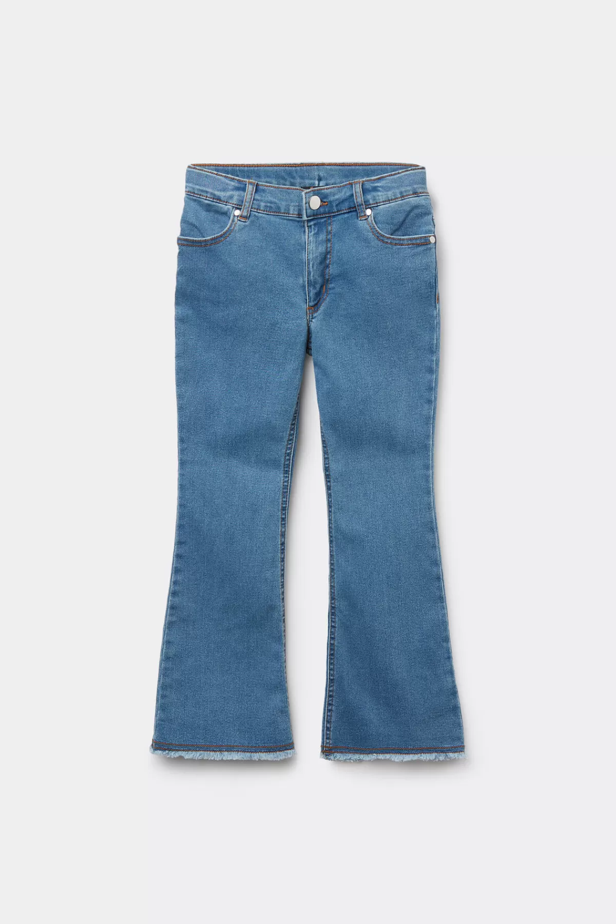 Tezenis Flare Lunghi in Denim Elasticizzato - Modello Vita Media con Chiusura Zip e Bottoni Decorativi, Tinta Unita Comoda per Look Casual Chic