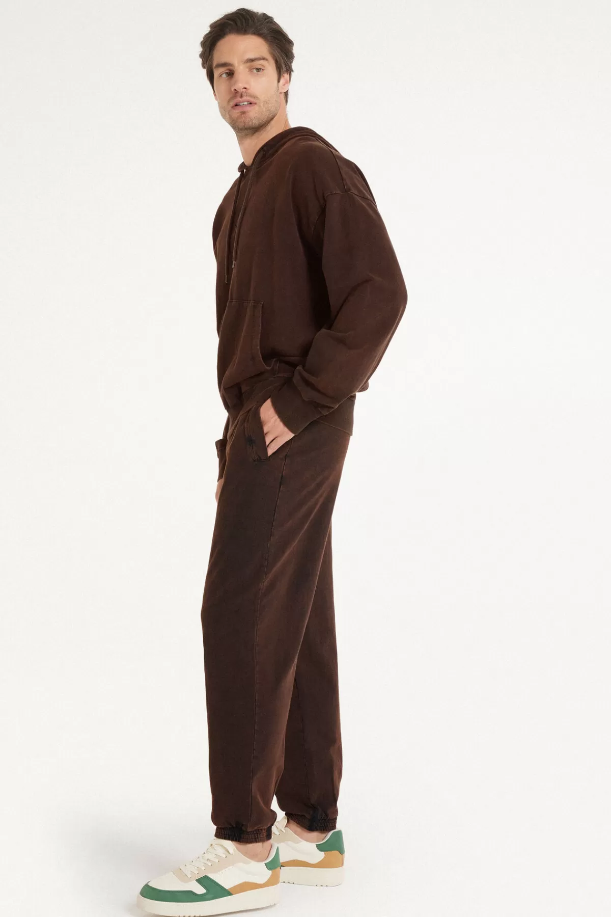 Felpa con Cappuccio Jogger Uomo Design Delavé - Tezenis