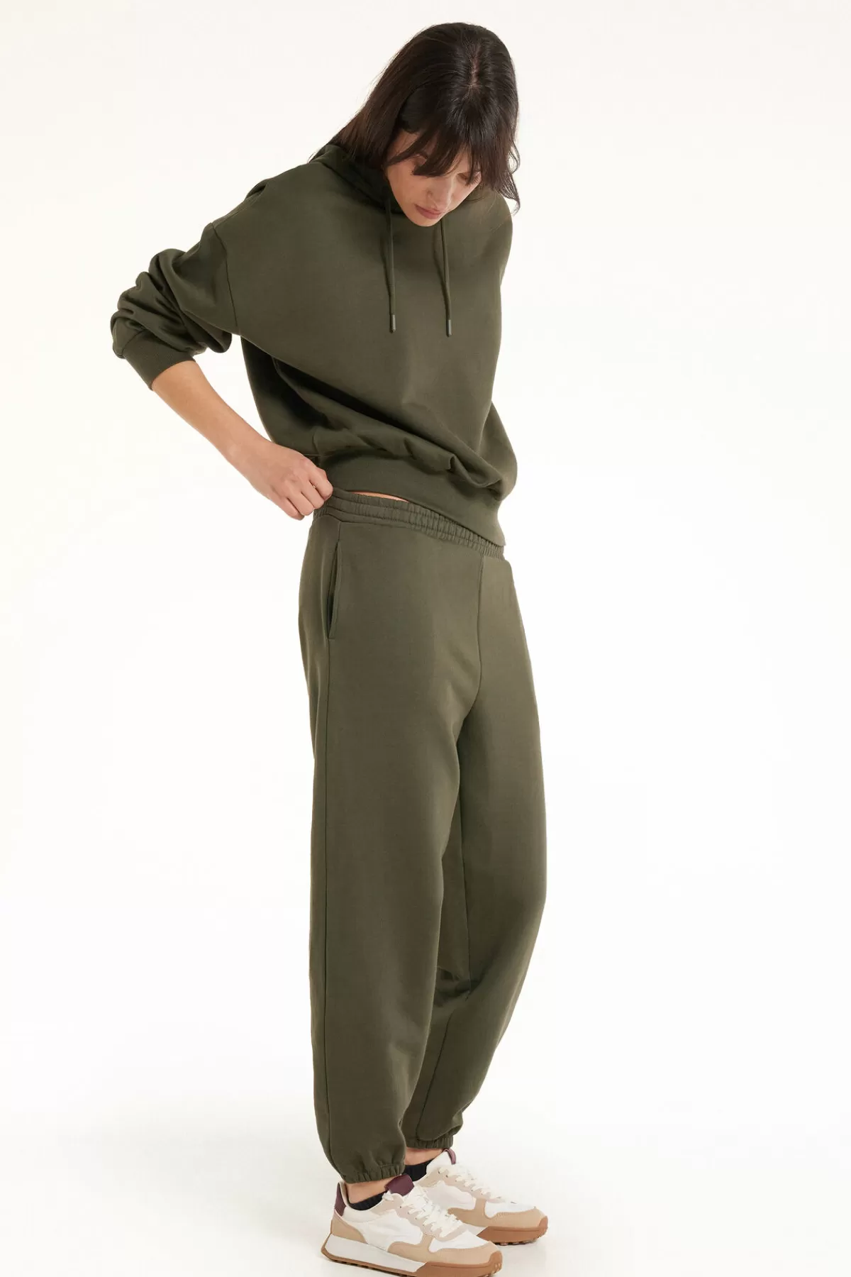 Tezenis Jogger Donna in Pile Spesso - Pantaloni Comodi con Tasche Laterali e Fodera Morbida