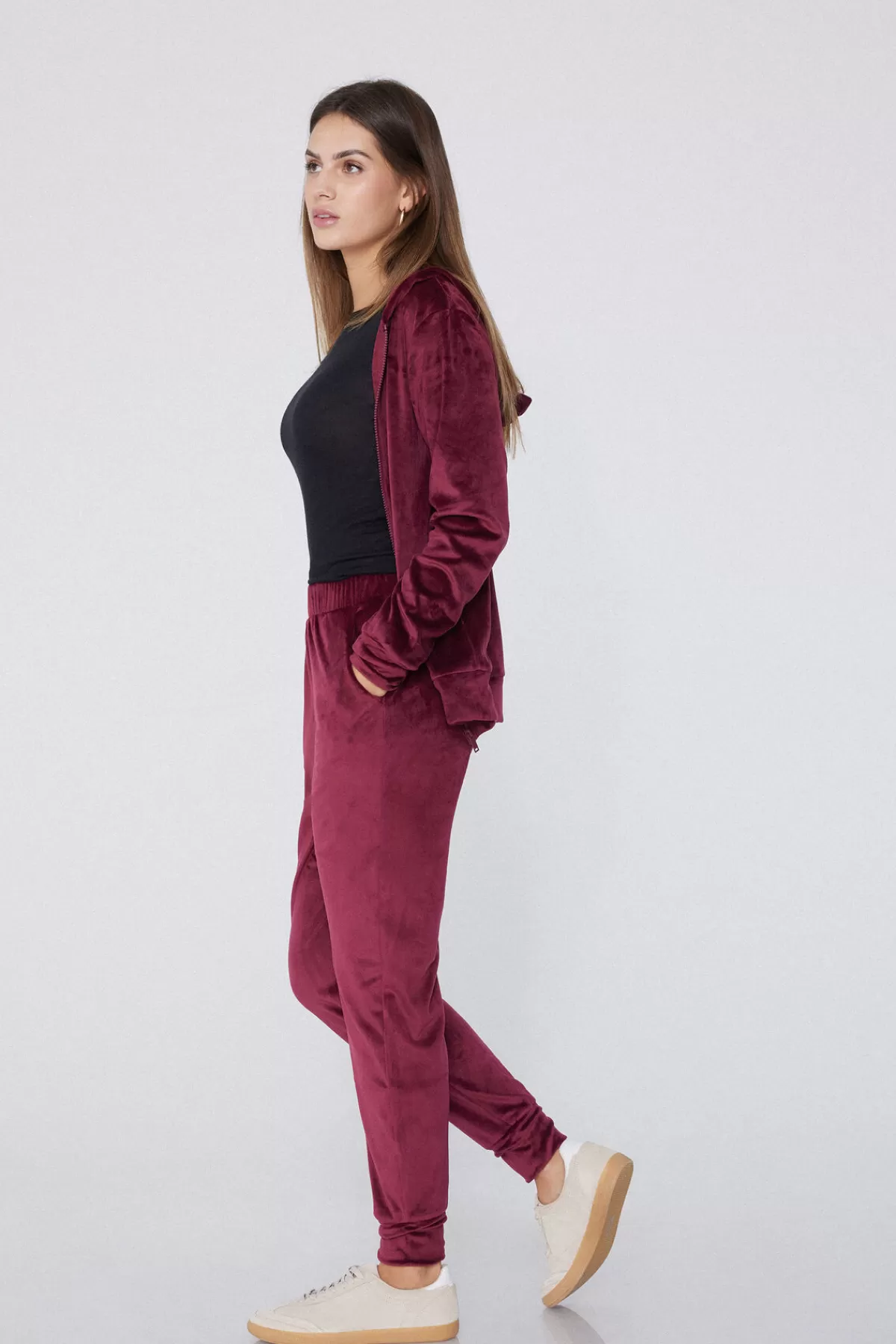 Jogger Donna Tezenis in Velluto Morbido con Tasche Laterali - Pantaloni Sportivi Confortevoli ed Elasticizzati