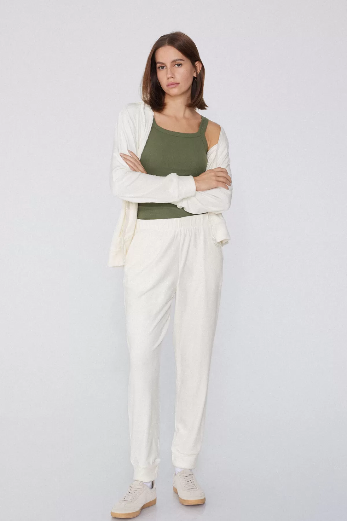 Jogger Tezenis Donna in Morbido Pile Vellutato con Tasche Laterali Comode - Pantaloni Sportivi Eleganti per Relax e Comfort