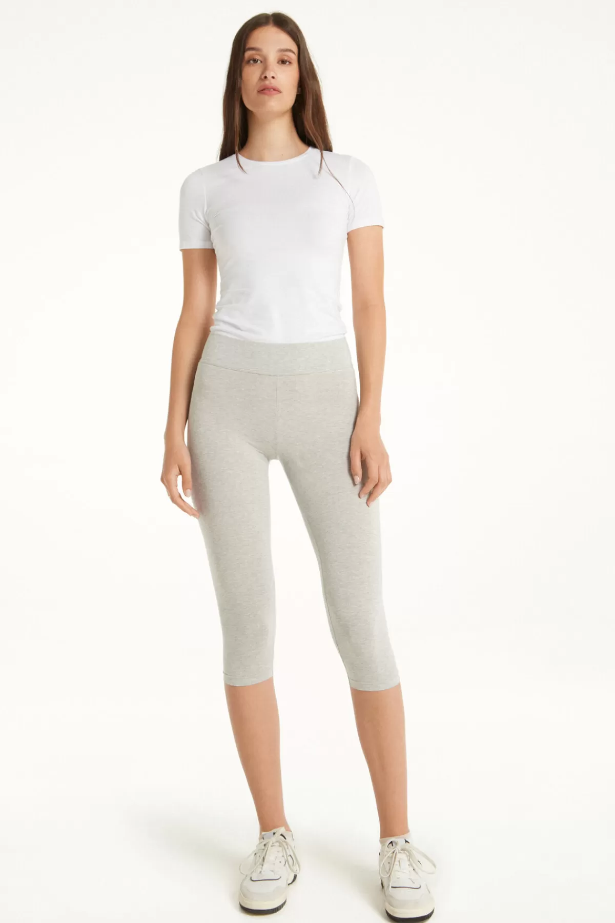 Tezenis Capri Elastiche Donna - Morbidezza Sportive o Casual, Morbidamente Comode in Vita Alta con Fodera 3/4 

(：，