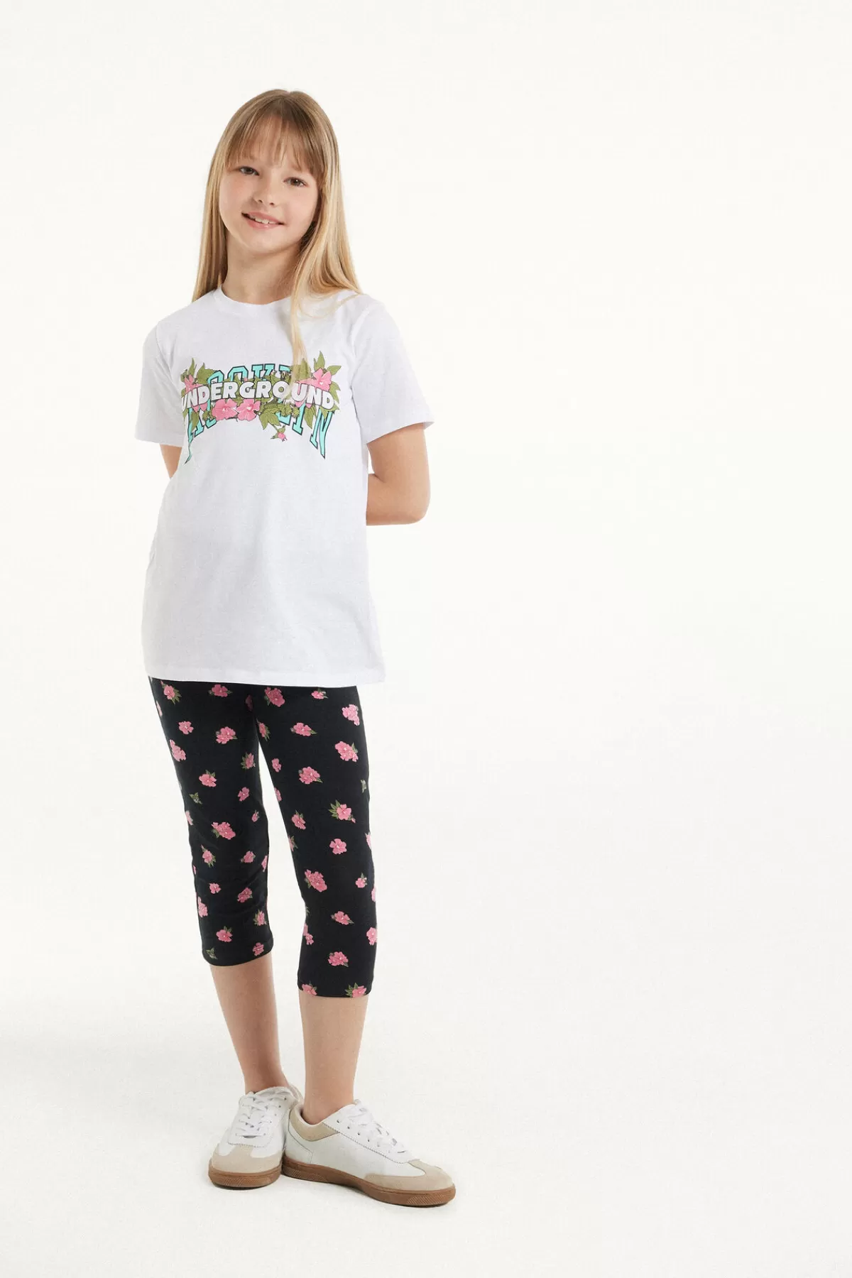Pantaloni Capri in Cotone con Fantasia Floreale - Morbido e Comodo per lo Sport o il Tempo Libero - Da Tezenis Collection