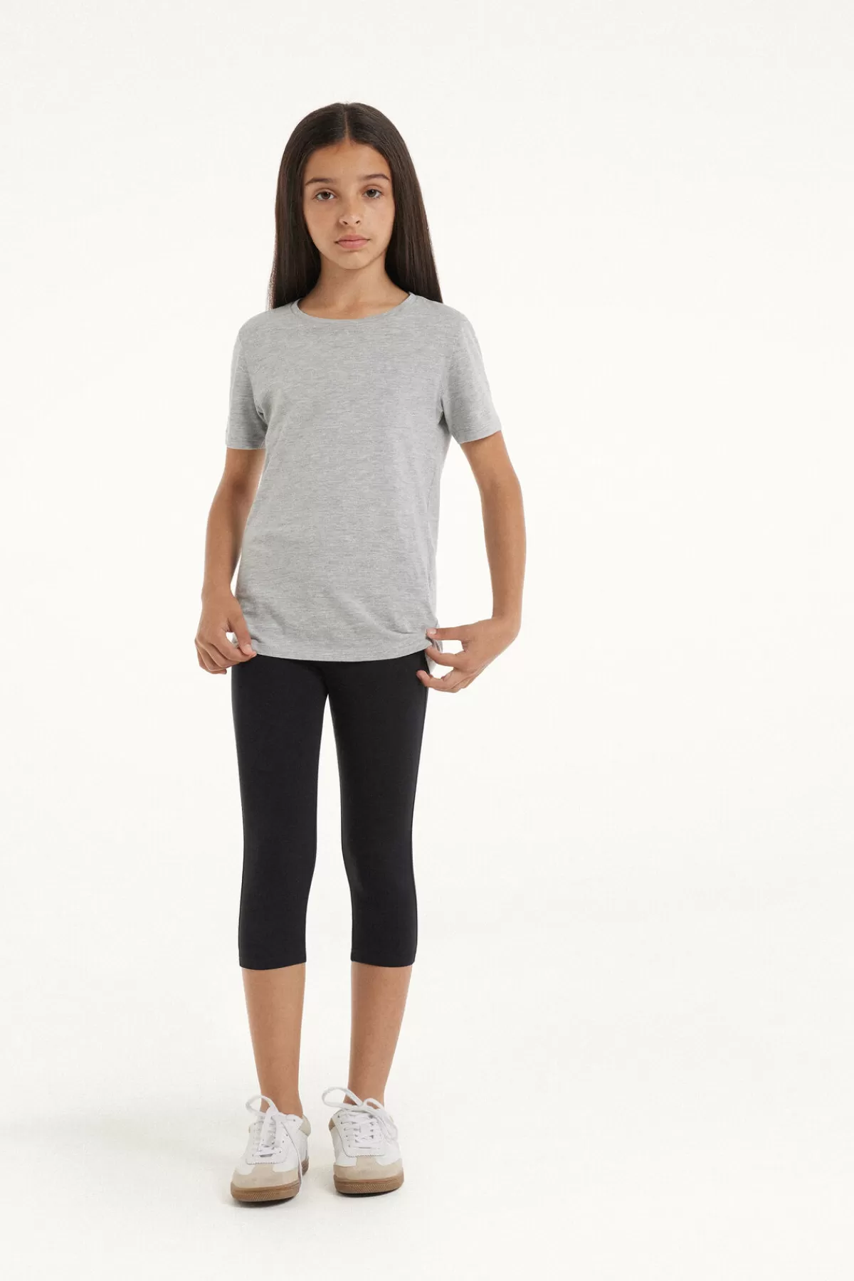 Leggings Capri in morbido cotone per bambine - Colori solidi e vestibilità perfetta