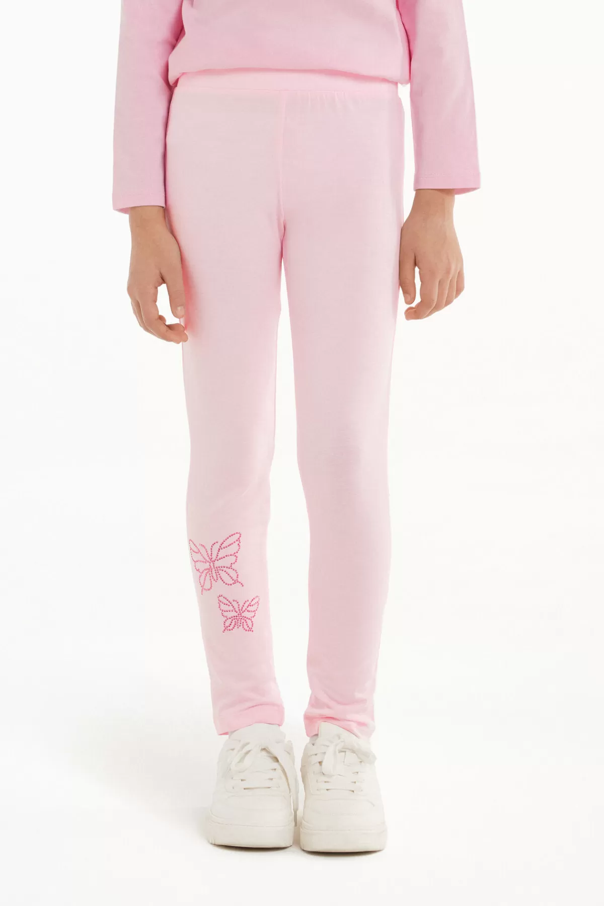Comode Leggings in Cotone Tezenis con Decorazioni Strass e Dettagli Glamour