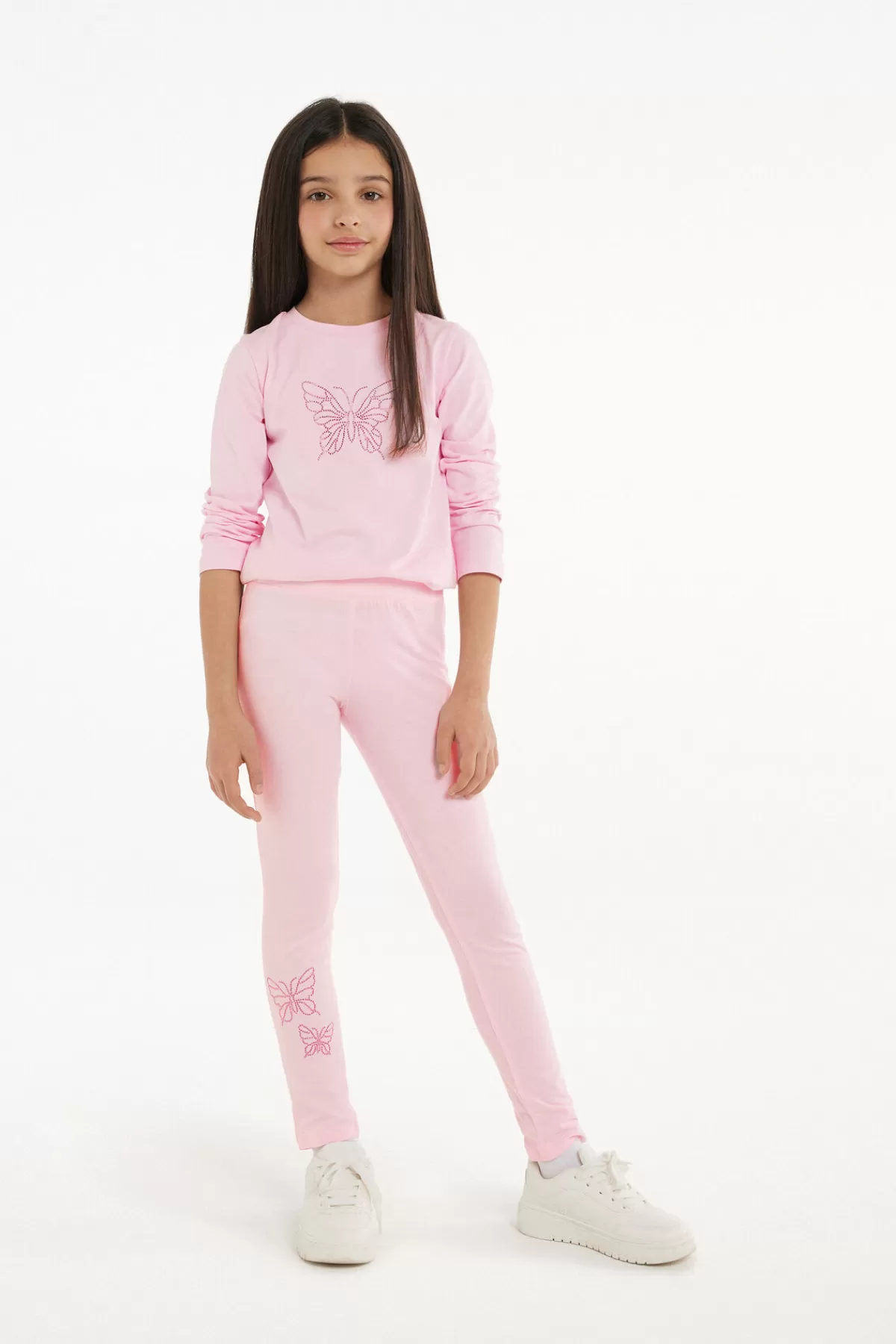 Comode Leggings in Cotone Tezenis con Decorazioni Strass e Dettagli Glamour