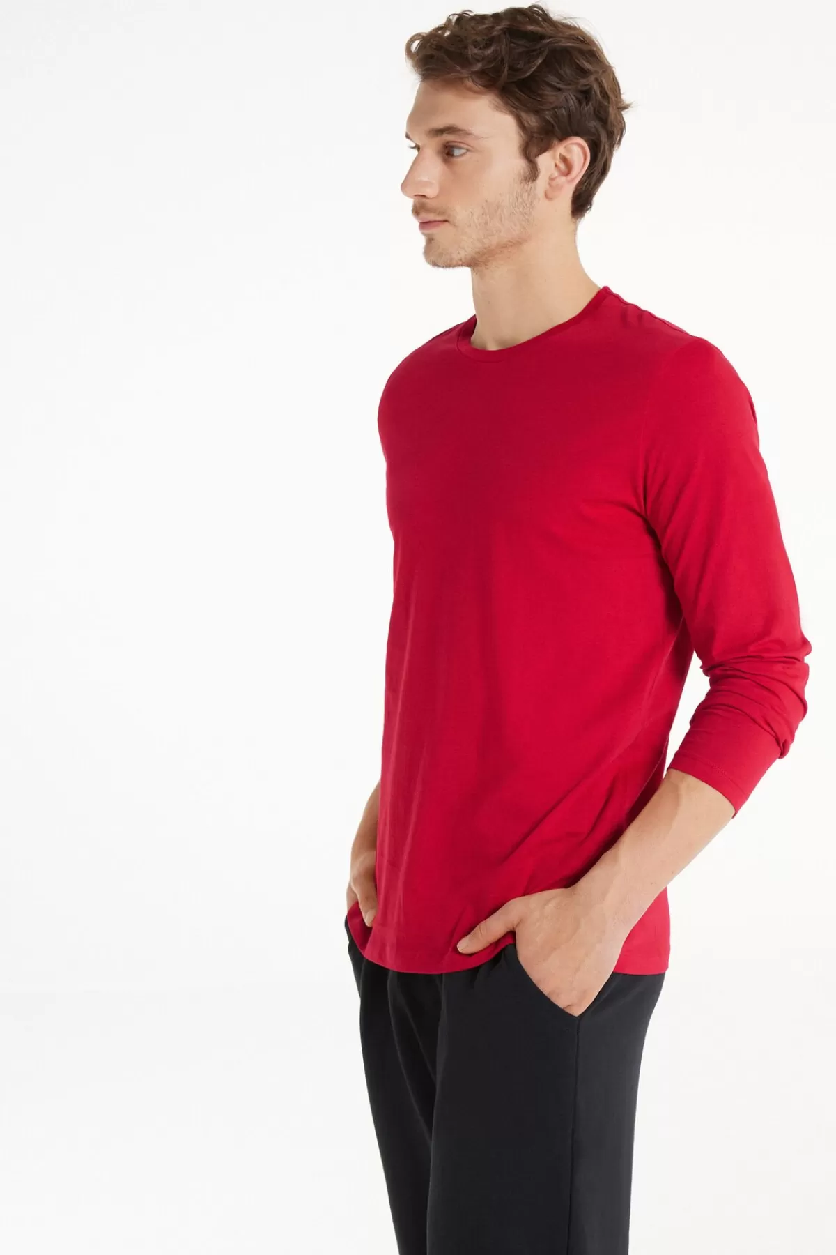 Tezenis Uomo: Maglione in Cotone Girocollo con Maniche Lunghe, Confortevole ed Essential per Tutti i Giorni
