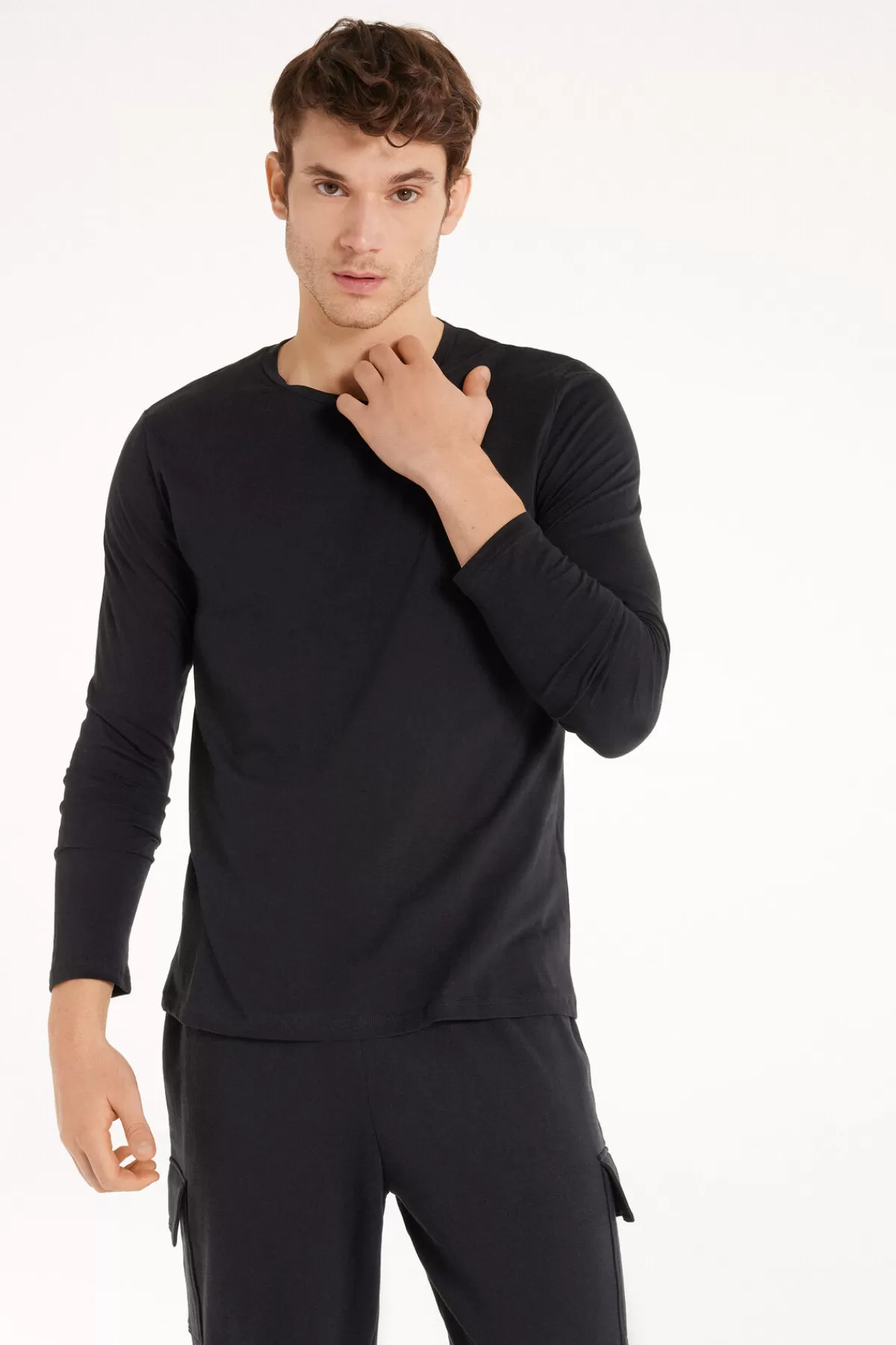 Tezenis Maglia Uomo in Cotone Morbido con Maniche Lunghe - Girocollo Comodo per Tutto il Giorno