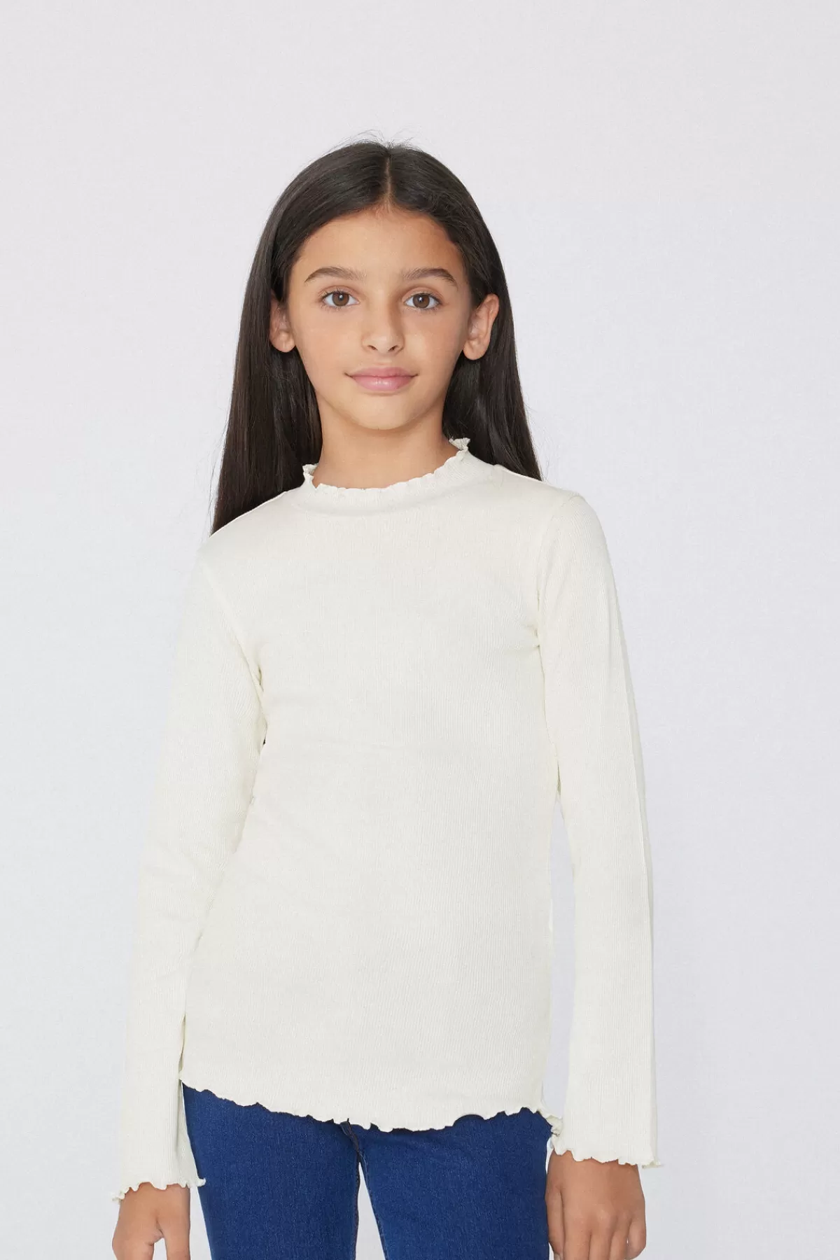 Maglione Confortevole a Maniche Lunghe per Bambine Tezenis con Costine e Dettaglio Pizzo Delicato