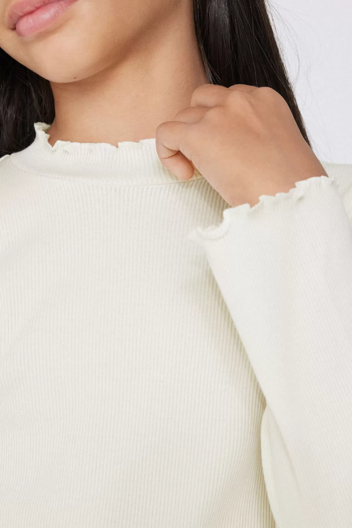 Maglione Confortevole a Maniche Lunghe per Bambine Tezenis con Costine e Dettaglio Pizzo Delicato