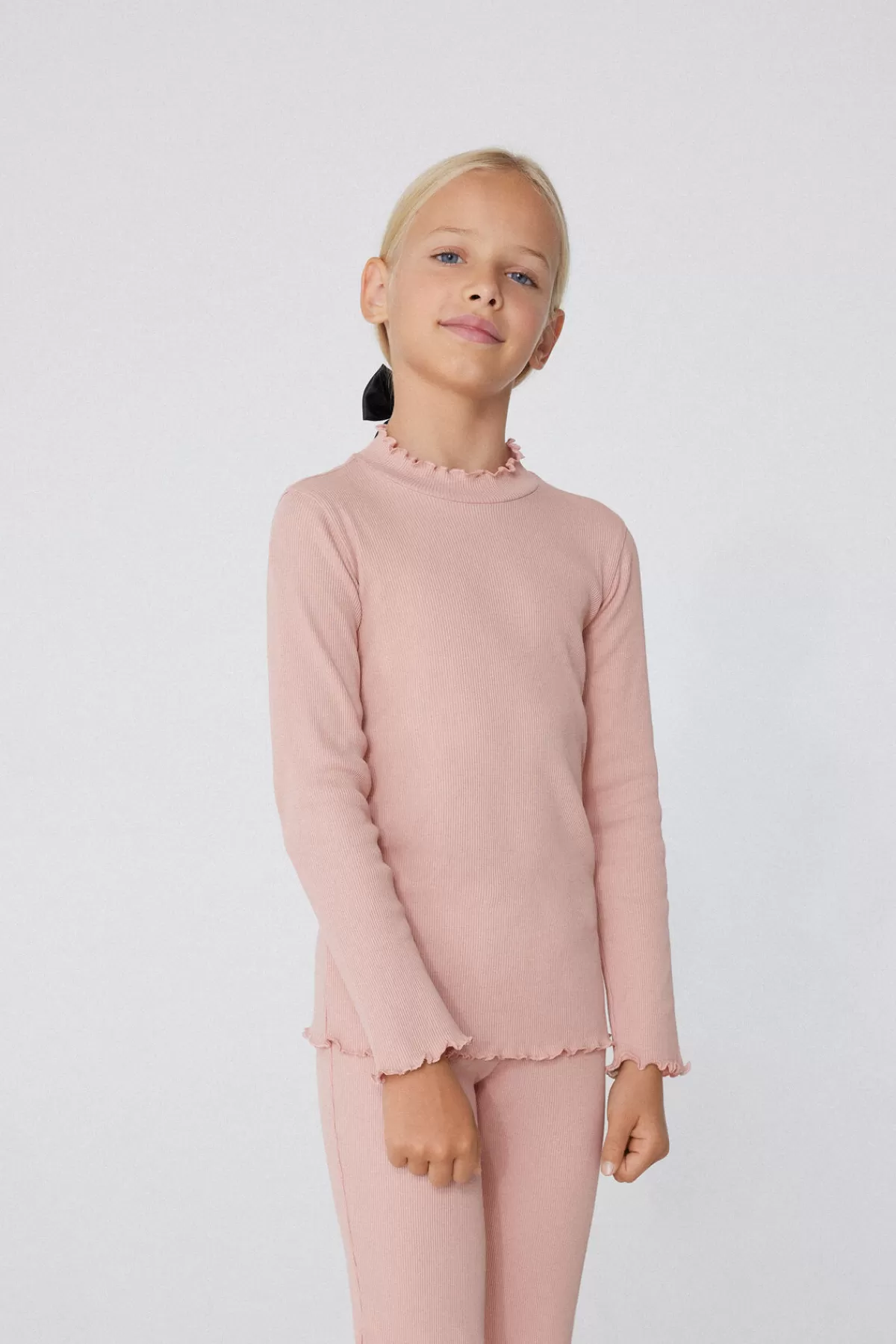 Tezenis Maglione Confortevole a Maniche Lunghe per Bambine - Fantasia Costine e Dettaglio Punto Bambola