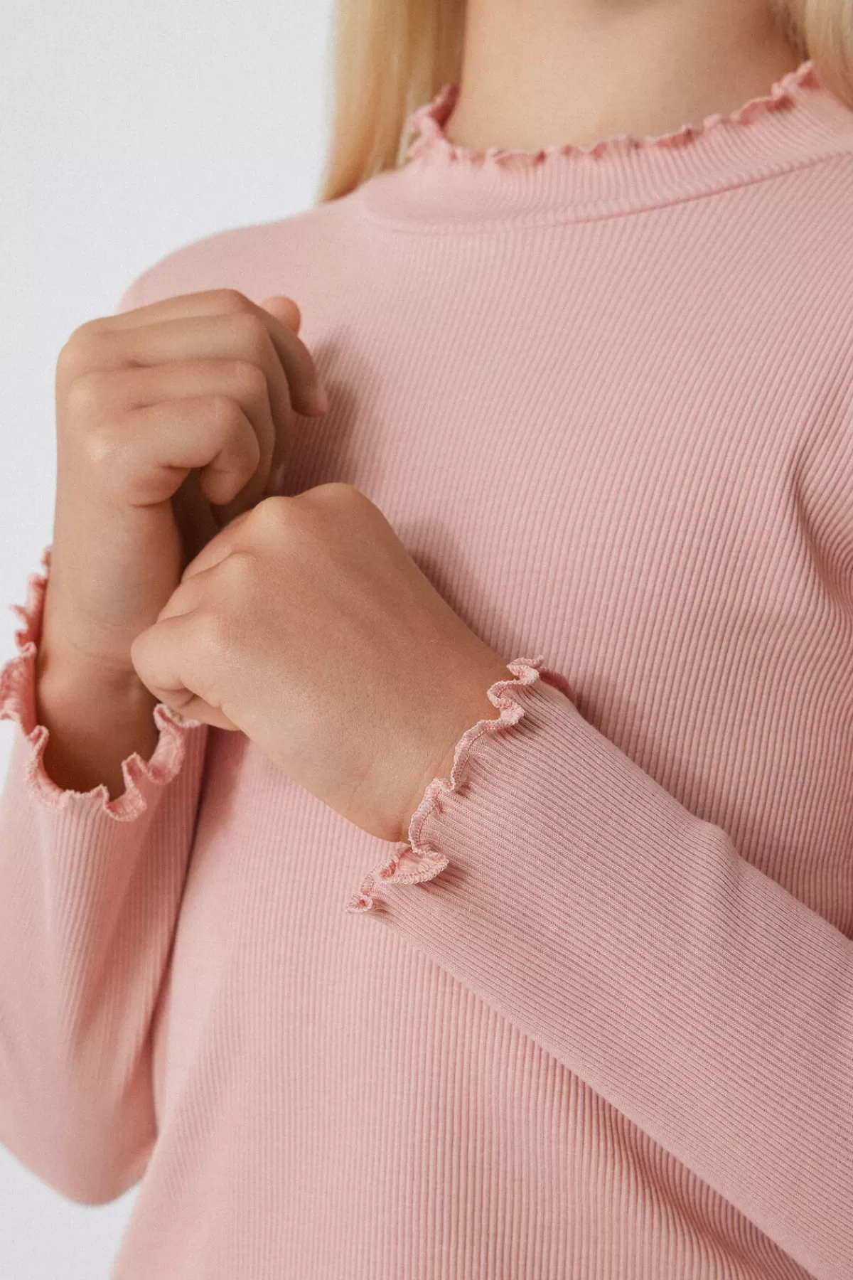Tezenis Maglione Confortevole a Maniche Lunghe per Bambine - Fantasia Costine e Dettaglio Punto Bambola