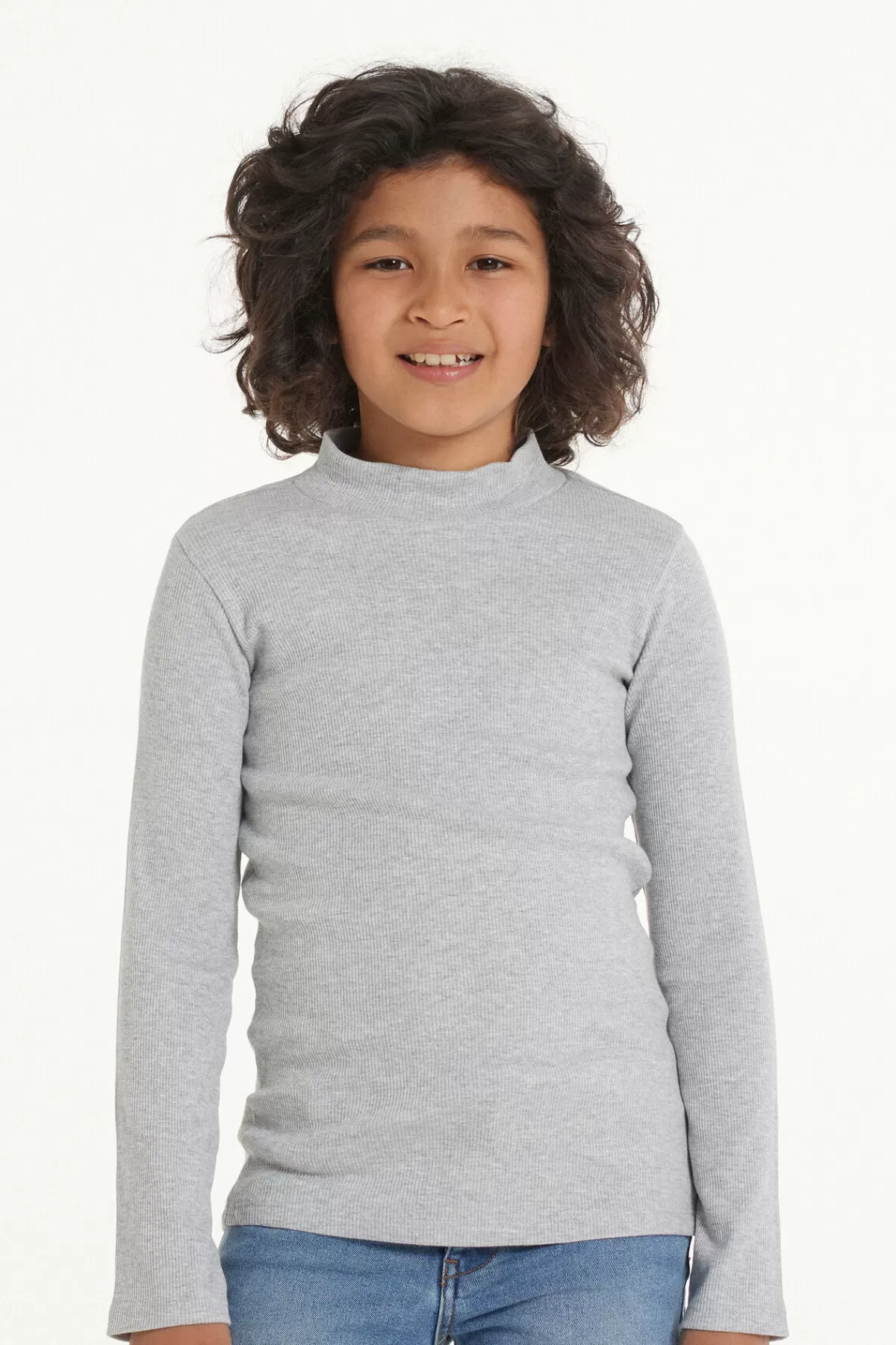 Tezenis Maglione Bambino Confortevole in Pura Lana - Maniche Lunghe con Dettaglio Costine, Collo Tondo Morbido Unisex - Perfetto per l'Inverno